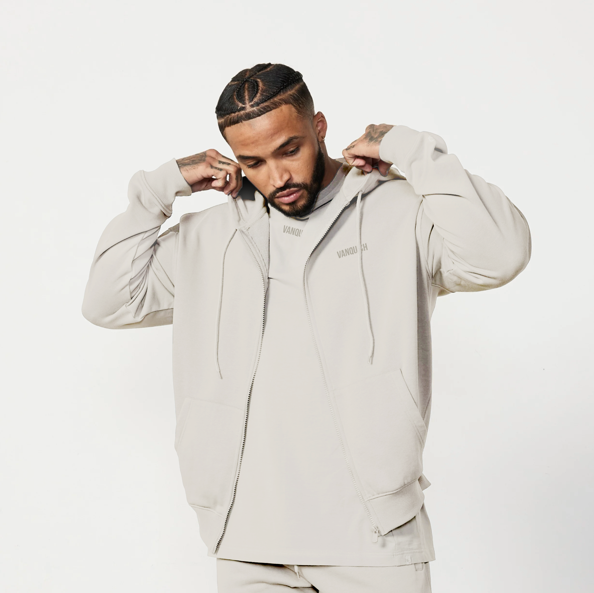 Vanquish Essential Stone Oversized Full Zip Hoodie