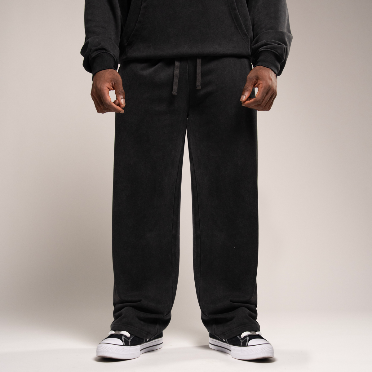 WASHED BLACK OVERSIZED STRAIGHT LEG SWEATPANTS