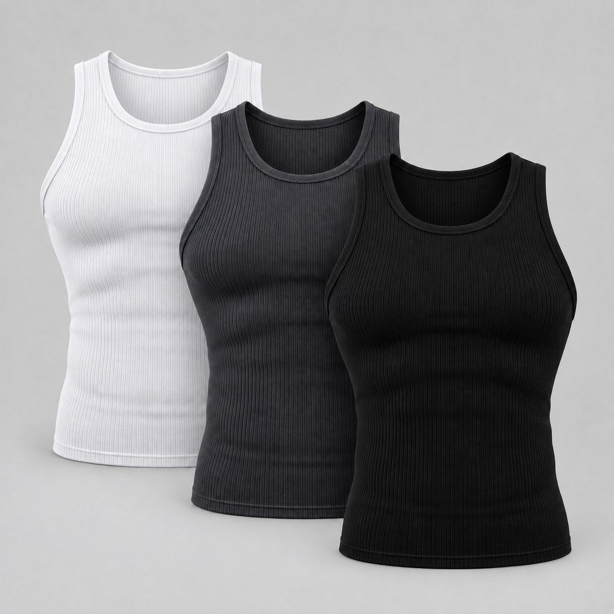 EVOLVE 3PK WHITE BLACK DARK GREY SLIM FIT VEST