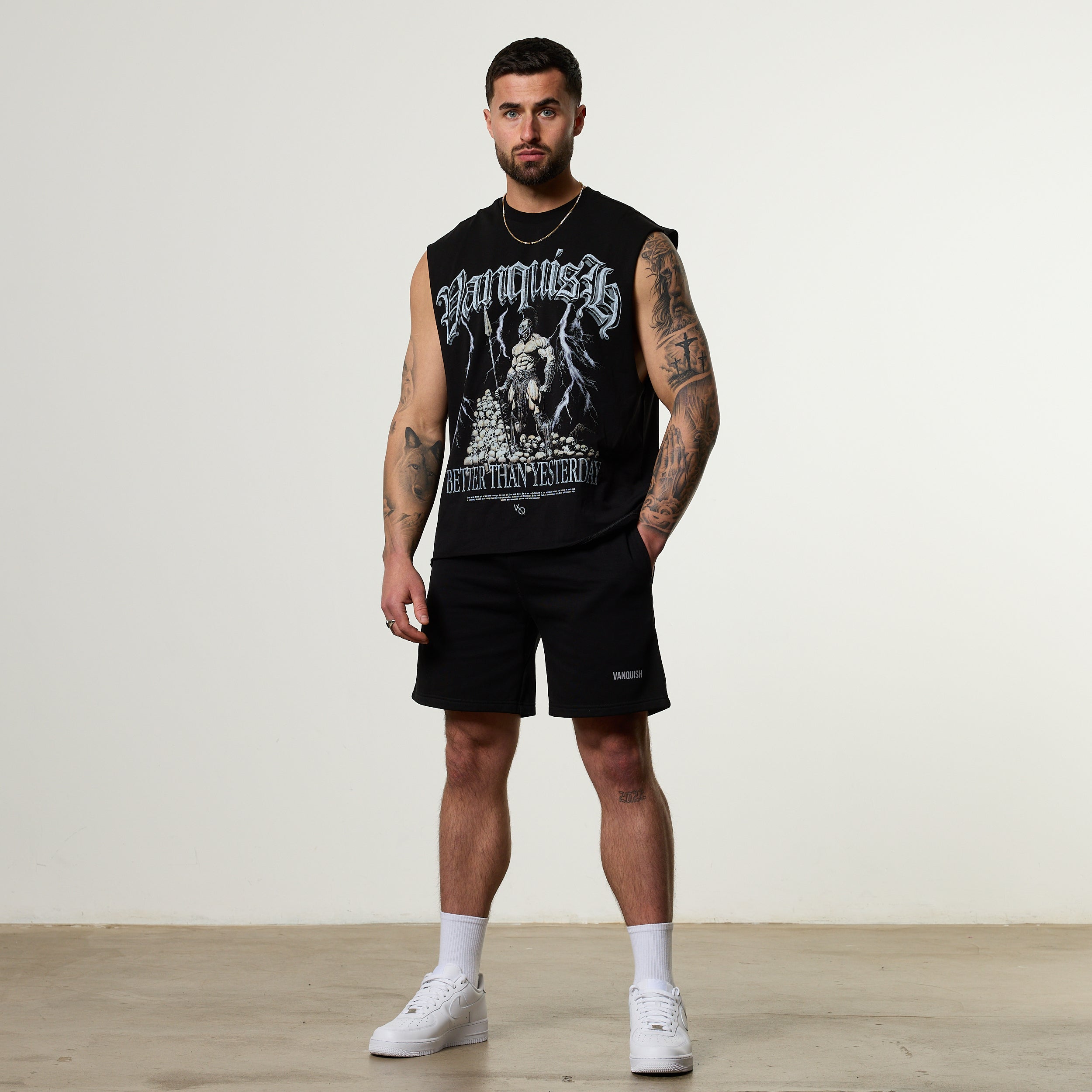 Vanquish Olympus Black Ares Oversized Boxy Cut Off Sleeveless T Shirt