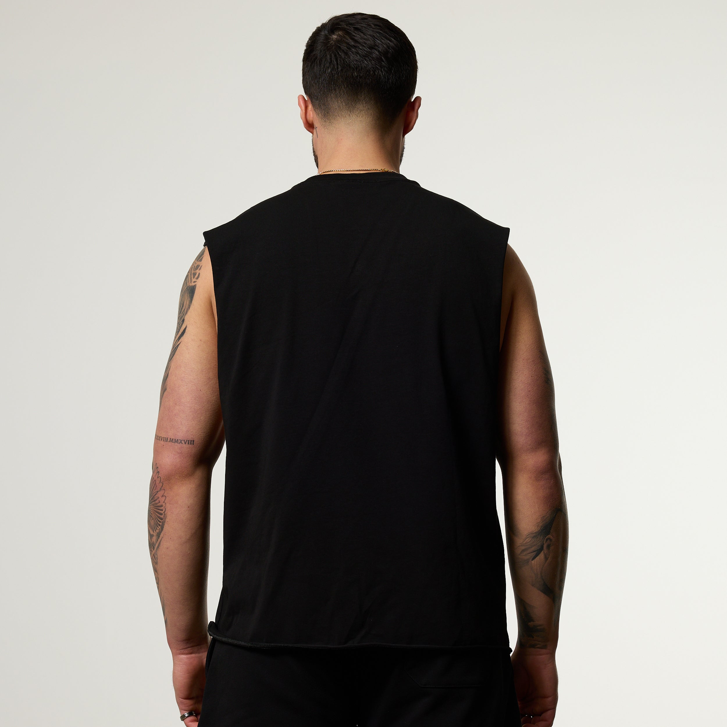 Vanquish Olympus Black Ares Oversized Boxy Cut Off Sleeveless T Shirt