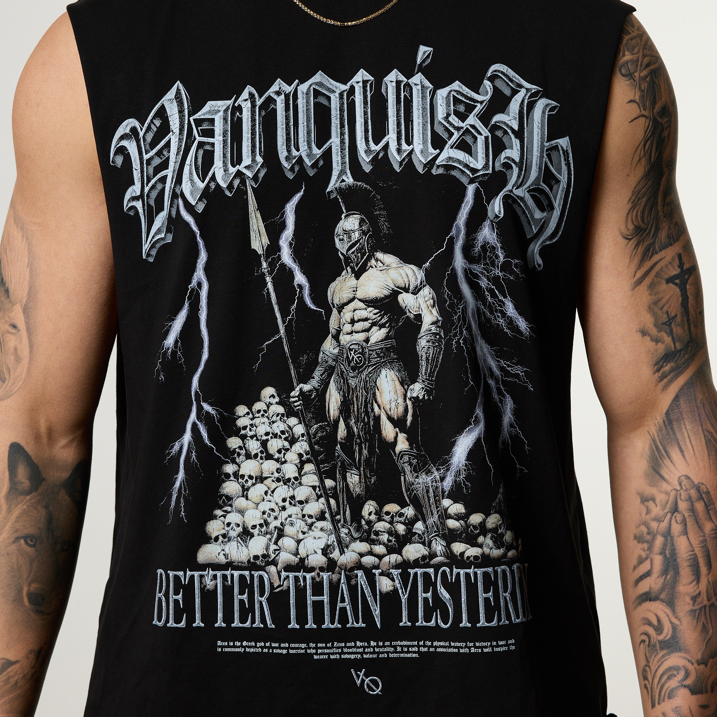 Vanquish Olympus Black Ares Oversized Boxy Cut Off Sleeveless T Shirt