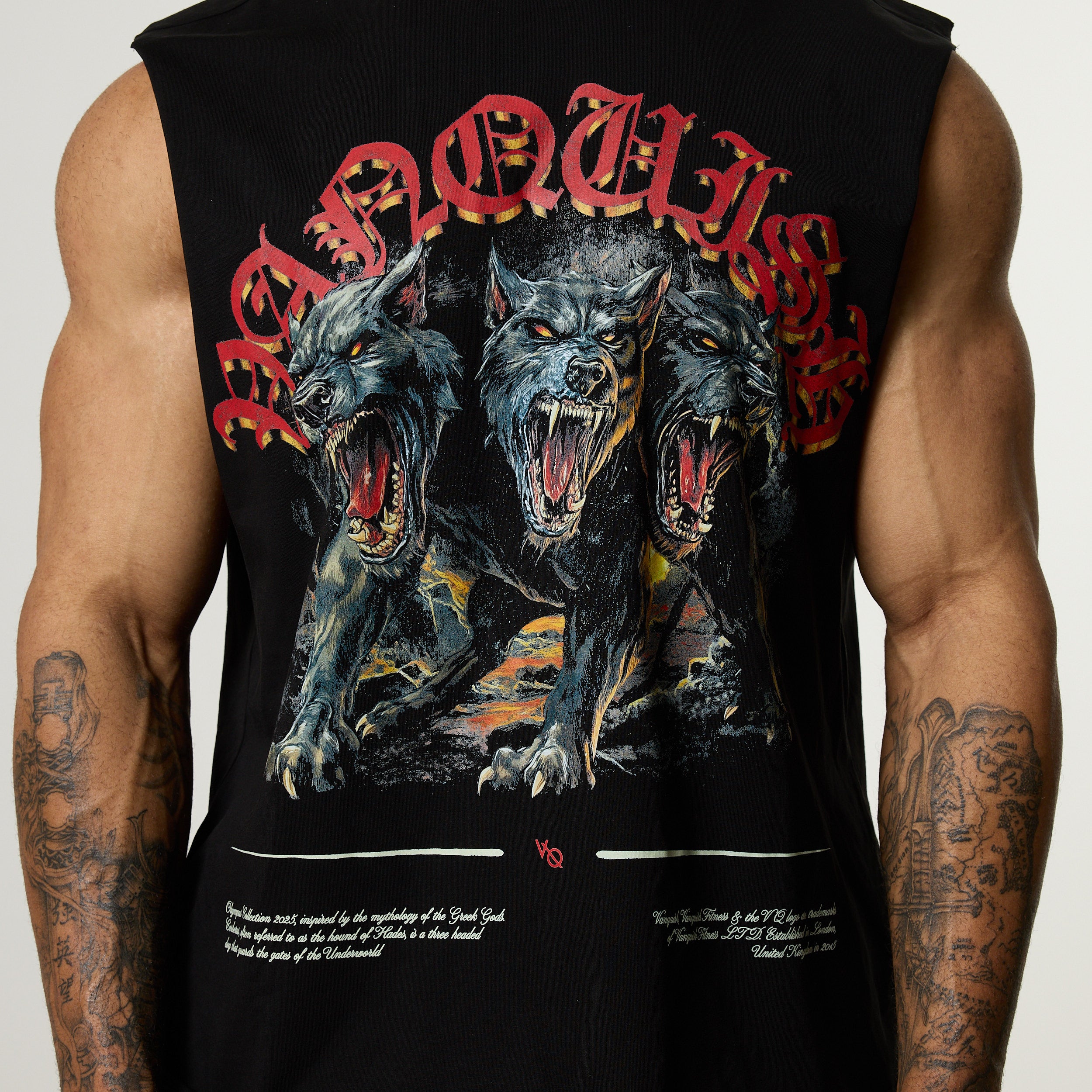 Vanquish Olympus Black Cerberus Oversized Boxy Cut Off Sleeveless T Shirt