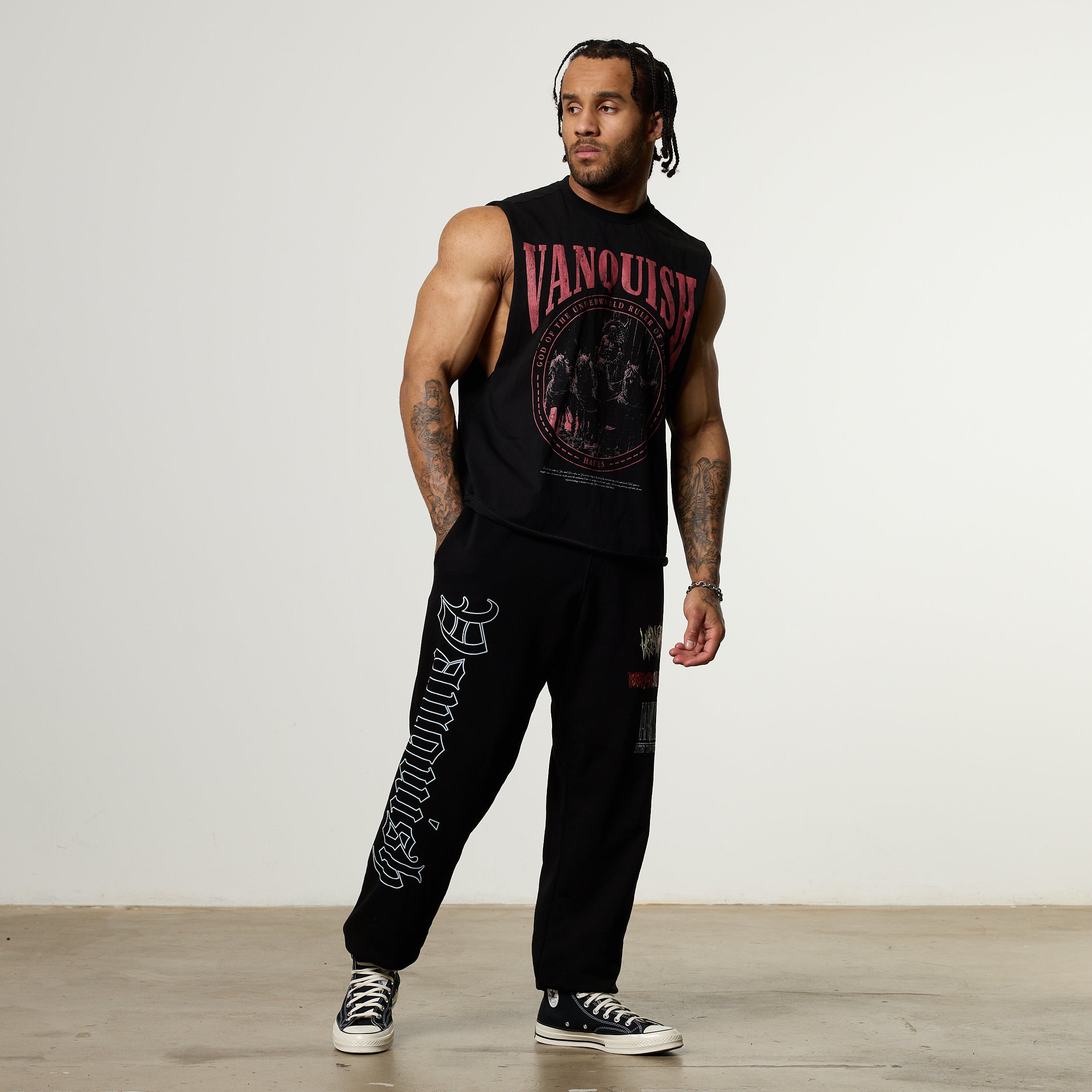 Vanquish Olympus Black Hades Oversized Boxy Cut Off Sleeveless T Shirt