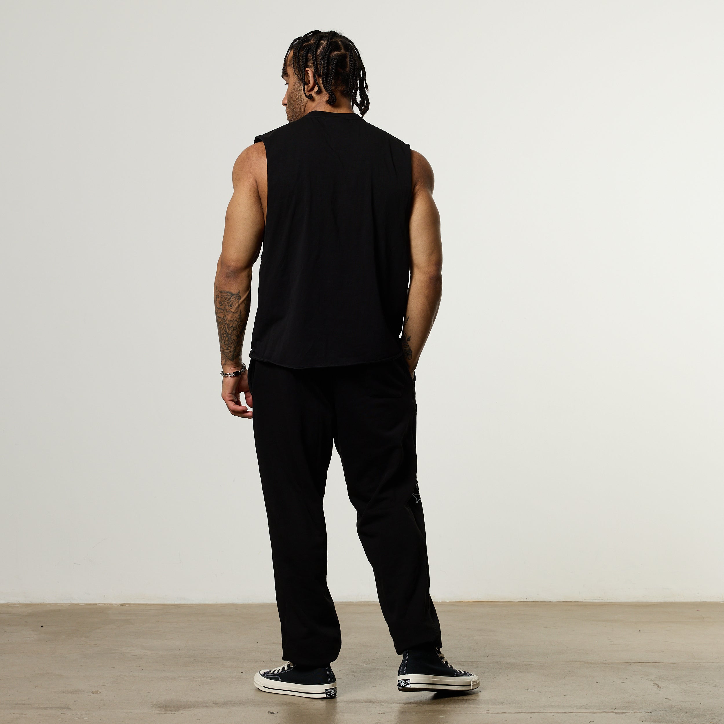 Vanquish Olympus Black Hades Oversized Boxy Cut Off Sleeveless T Shirt