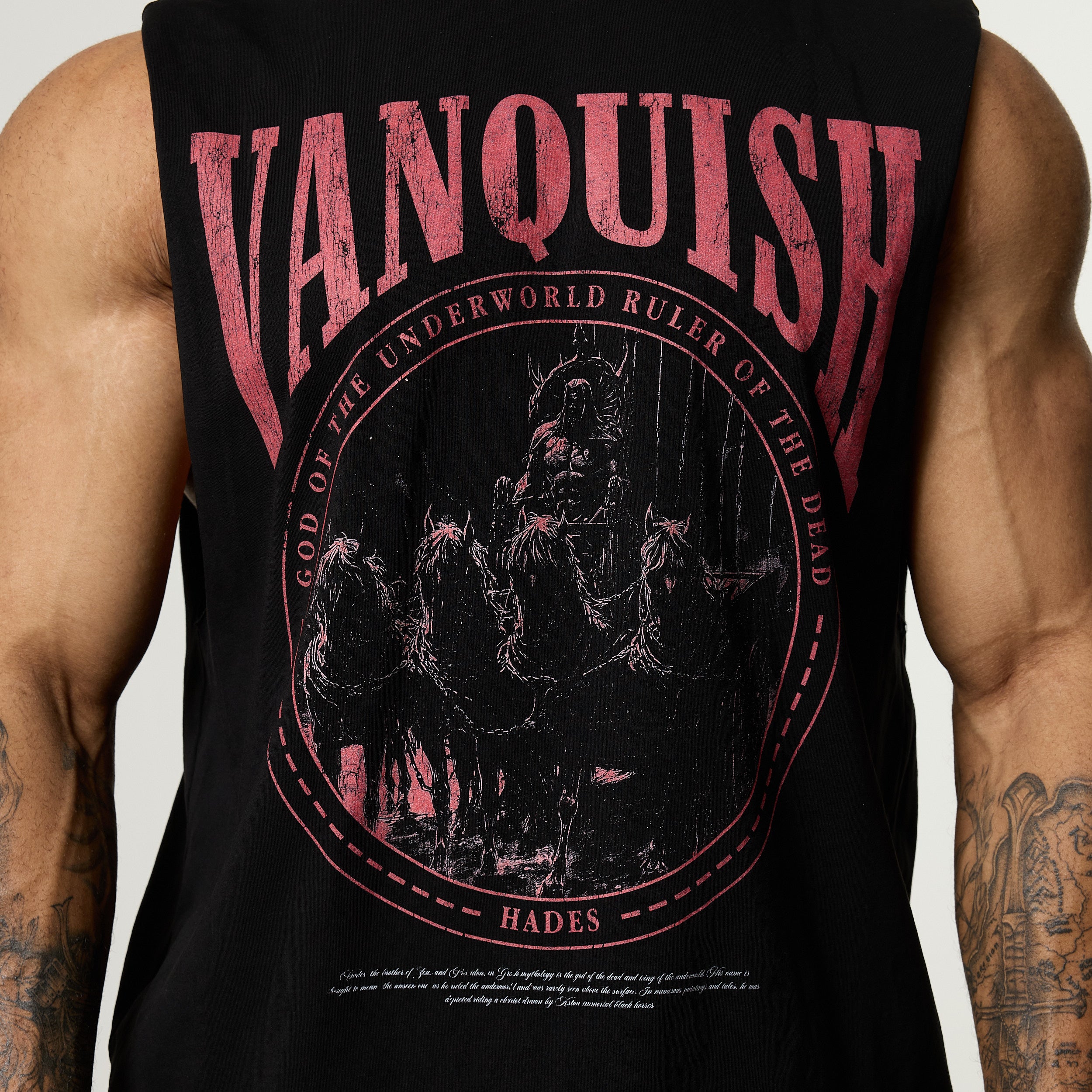 Vanquish Olympus Black Hades Oversized Boxy Cut Off Sleeveless T Shirt