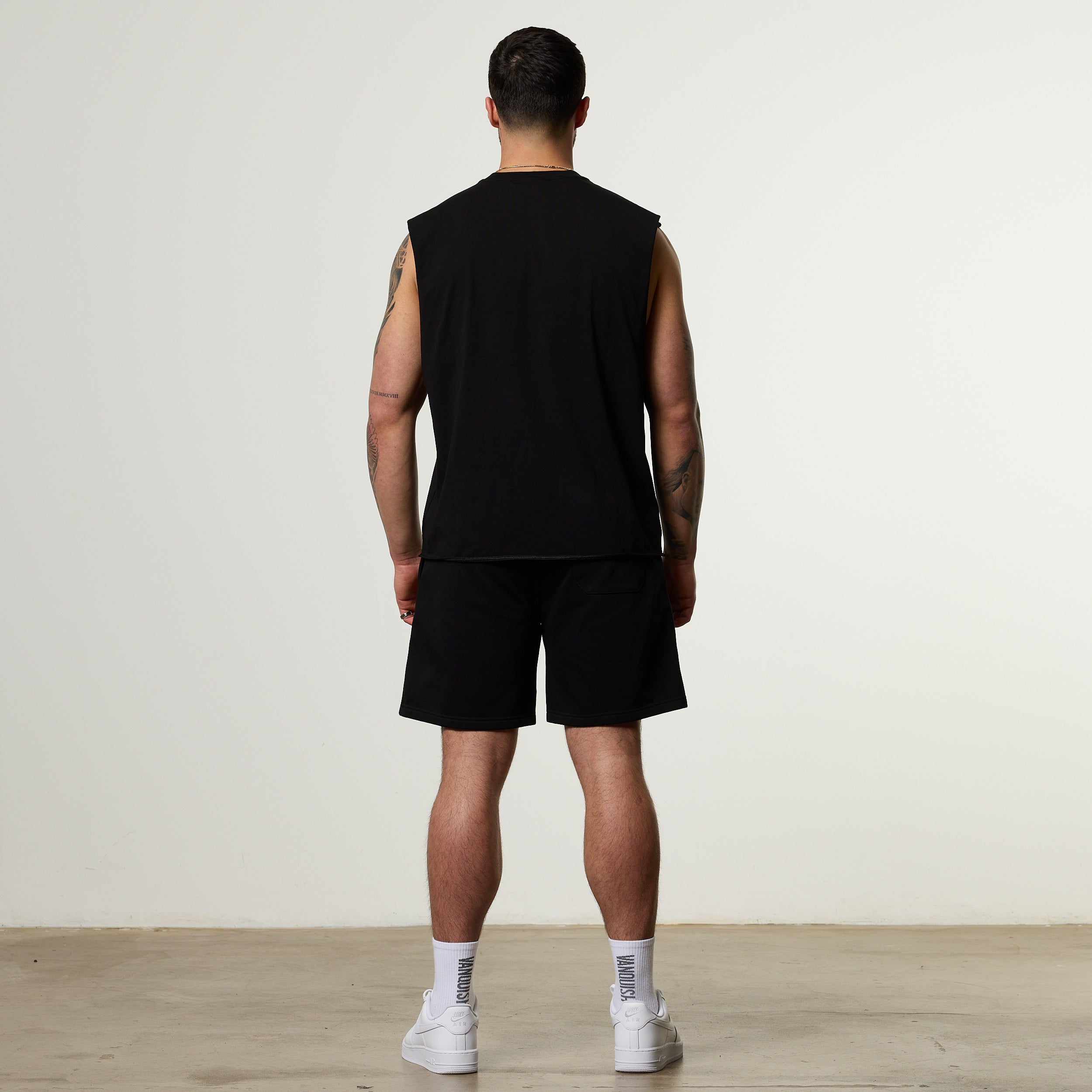 Vanquish Olympus Black Zeus Oversized Boxy Cut Off Sleeveless T Shirt