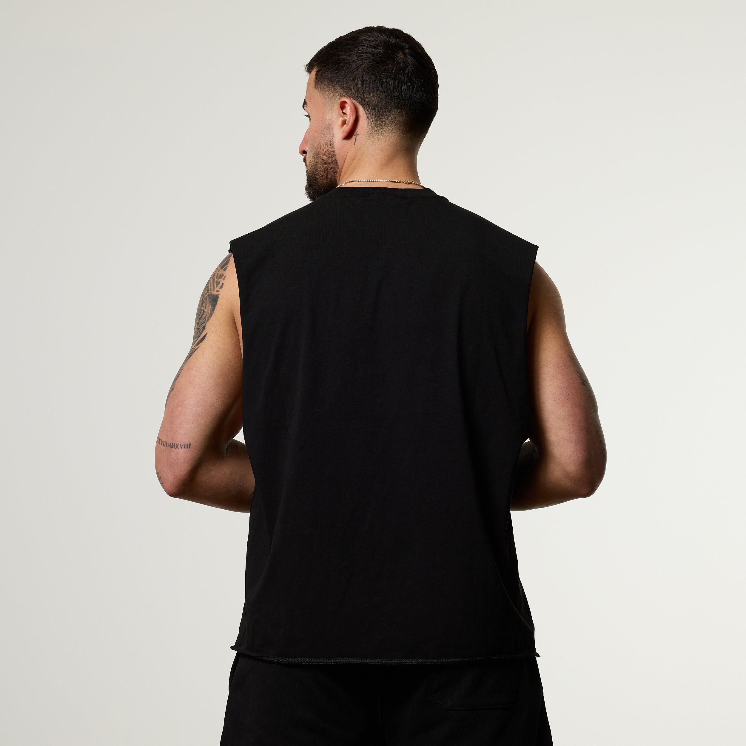 Vanquish Olympus Black Zeus Oversized Boxy Cut Off Sleeveless T Shirt