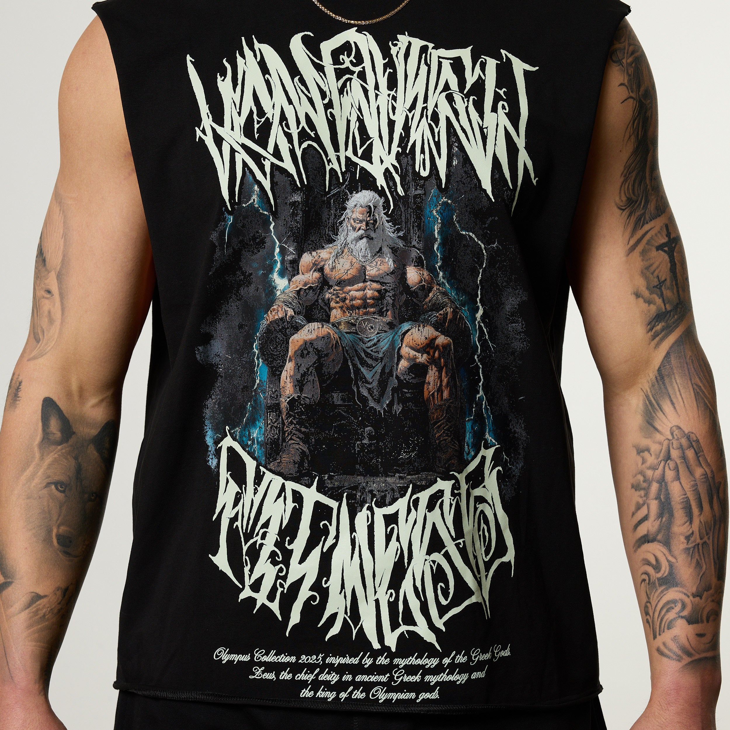 Vanquish Olympus Black Zeus Oversized Boxy Cut Off Sleeveless T Shirt