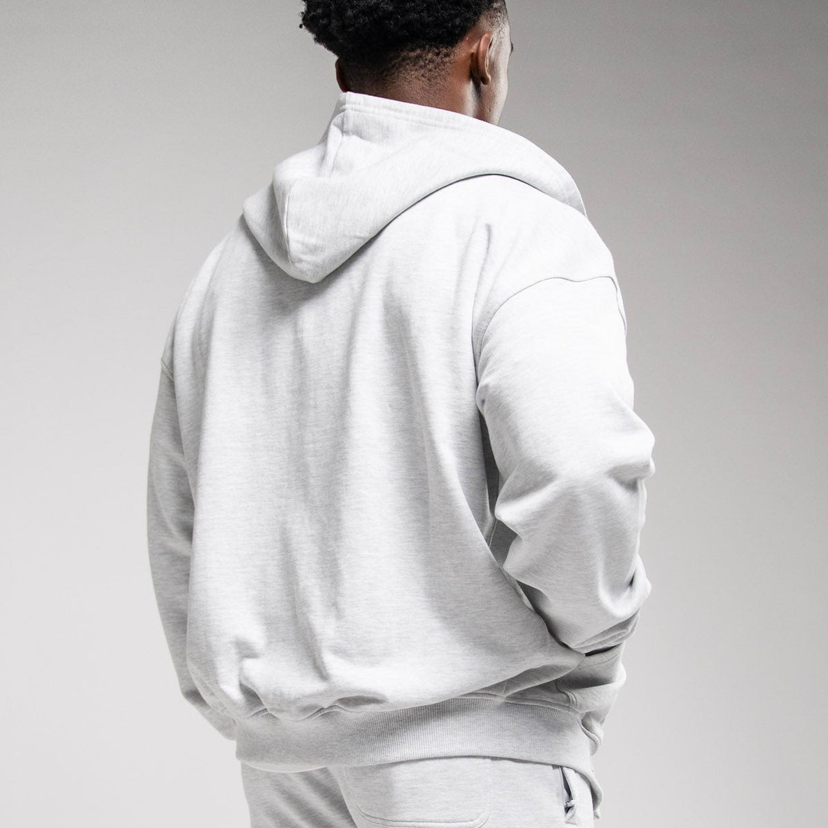 EVOLVE LIGHT GREY MARL OVERSIZED FULL ZIP HOODIE