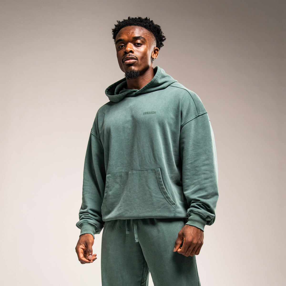 WASHED GREEN OVERSIZED PULLOVER HOODIE