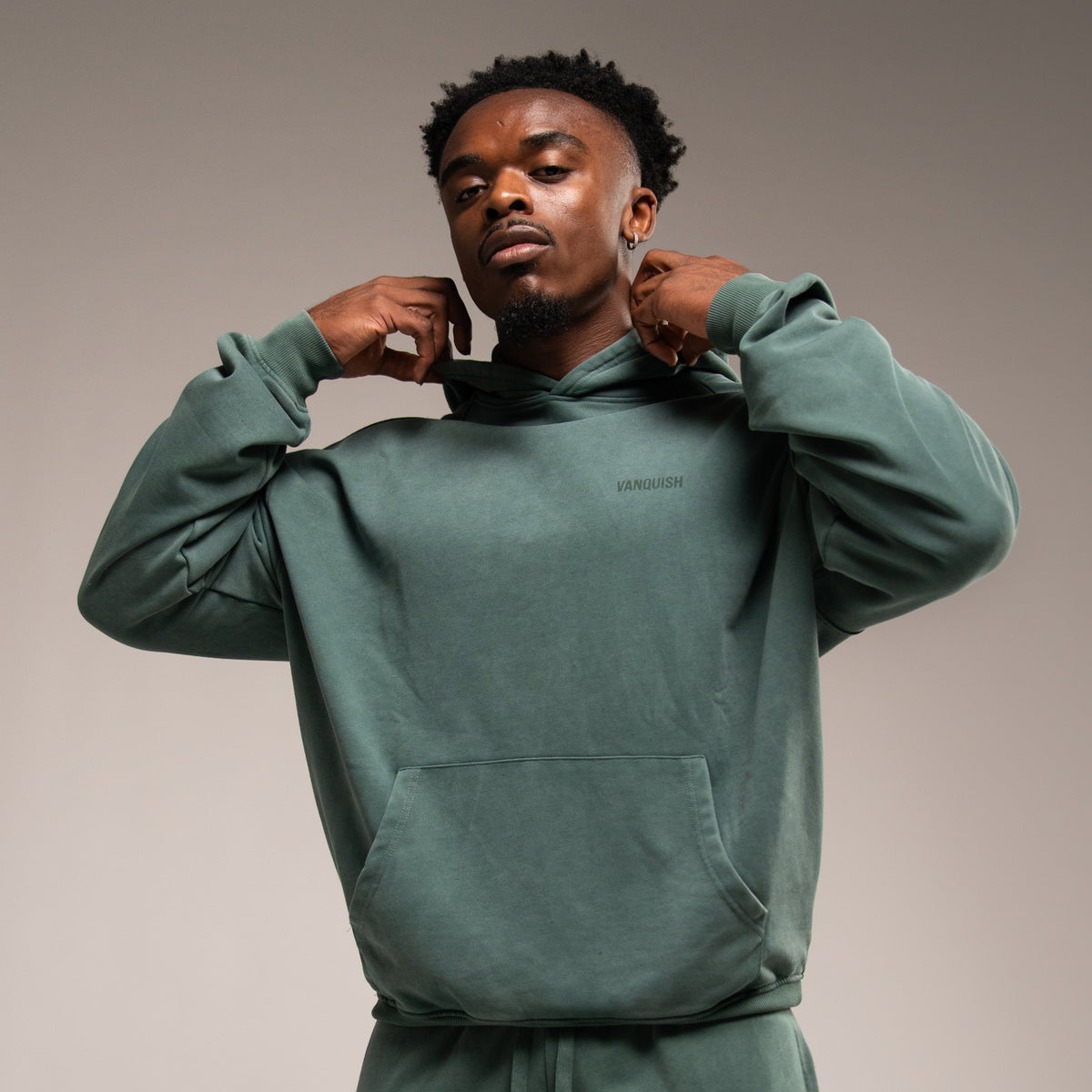 WASHED GREEN OVERSIZED PULLOVER HOODIE
