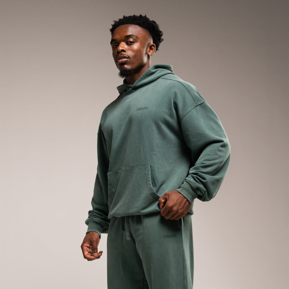 WASHED GREEN OVERSIZED PULLOVER HOODIE