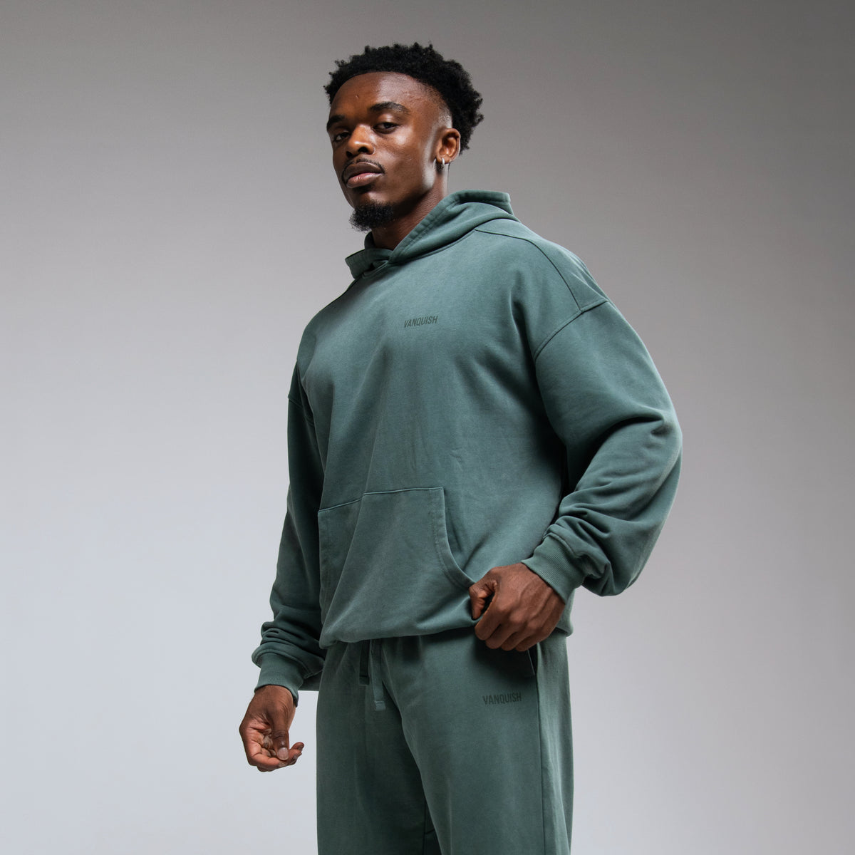 WASHED GREEN OVERSIZED PULLOVER HOODIE