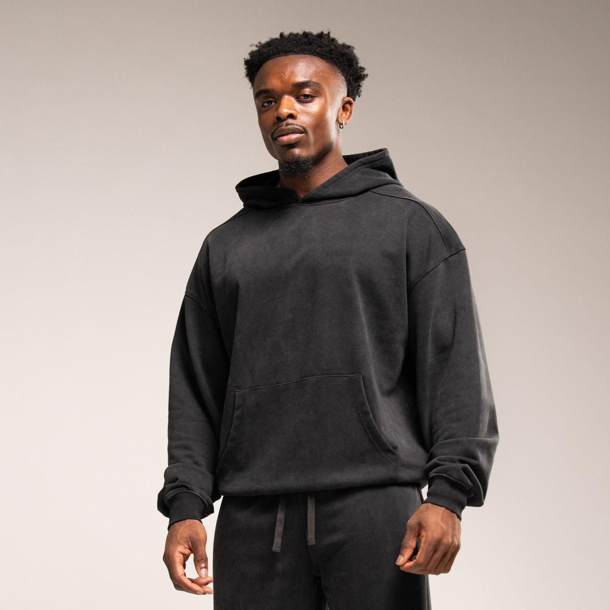 WASHED BLACK OVERSIZED PULLOVER HOODIE