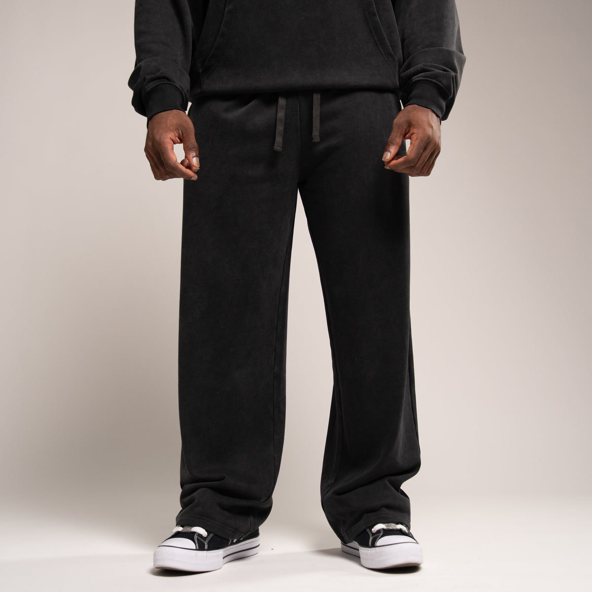 WASHED BLACK OVERSIZED STRAIGHT LEG SWEATPANTS