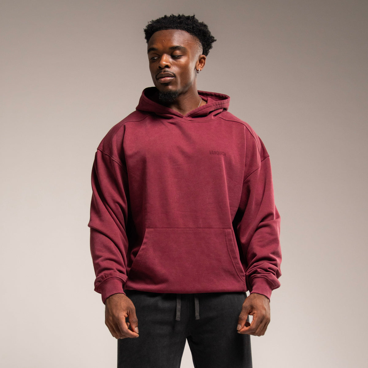 WASHED RED OVERSIZED PULLOVER HOODIE