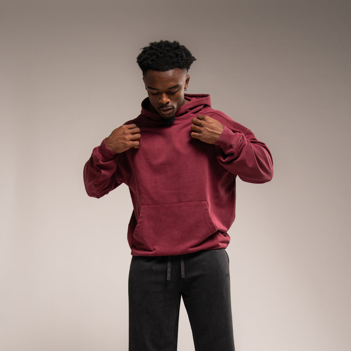 WASHED RED OVERSIZED PULLOVER HOODIE