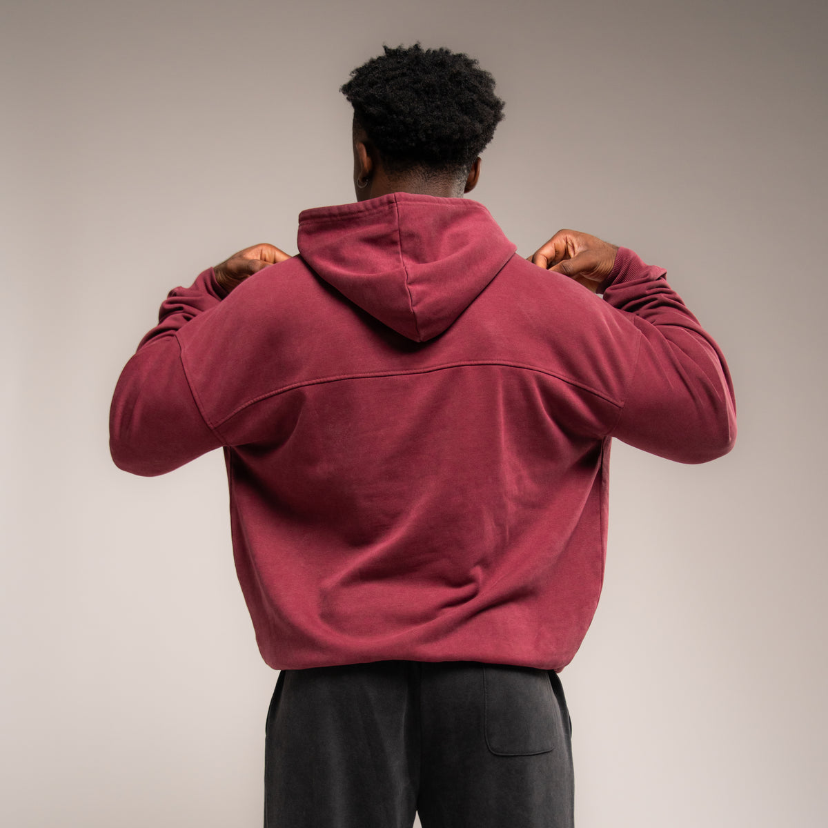 WASHED RED OVERSIZED PULLOVER HOODIE