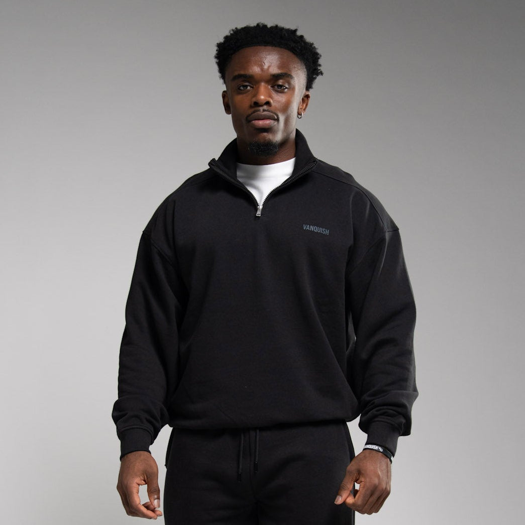 EVOLVE BLACK OVERSIZED 1/4 ZIP SWEATER