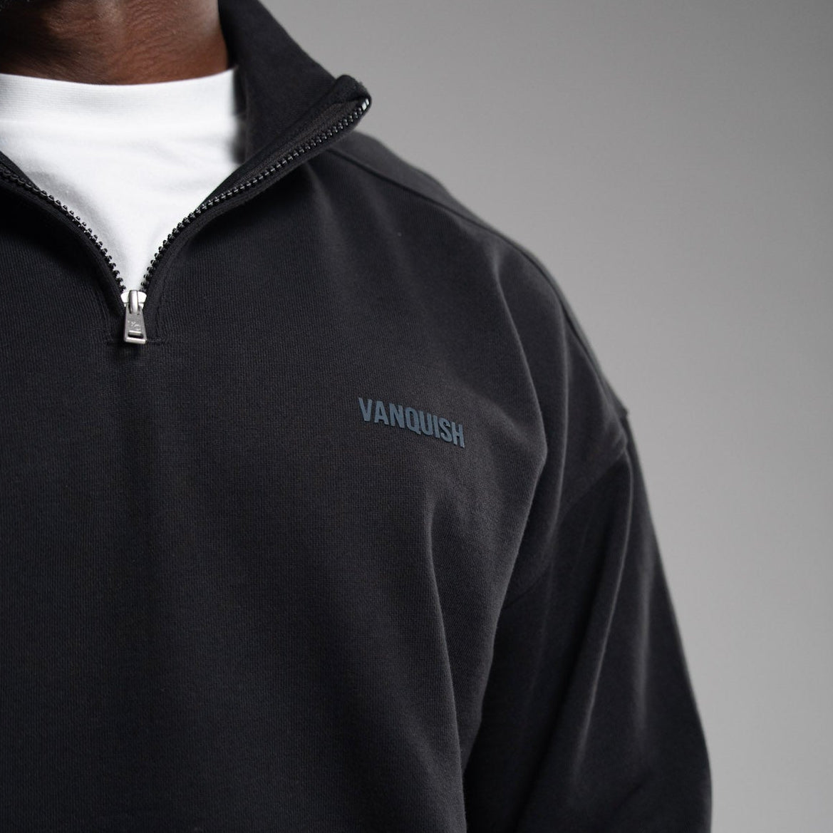 EVOLVE BLACK OVERSIZED 1/4 ZIP SWEATER