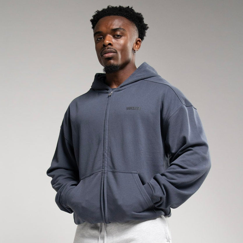 EVOLVE DARK GREY OVERSIZED FULL ZIP HOODIE