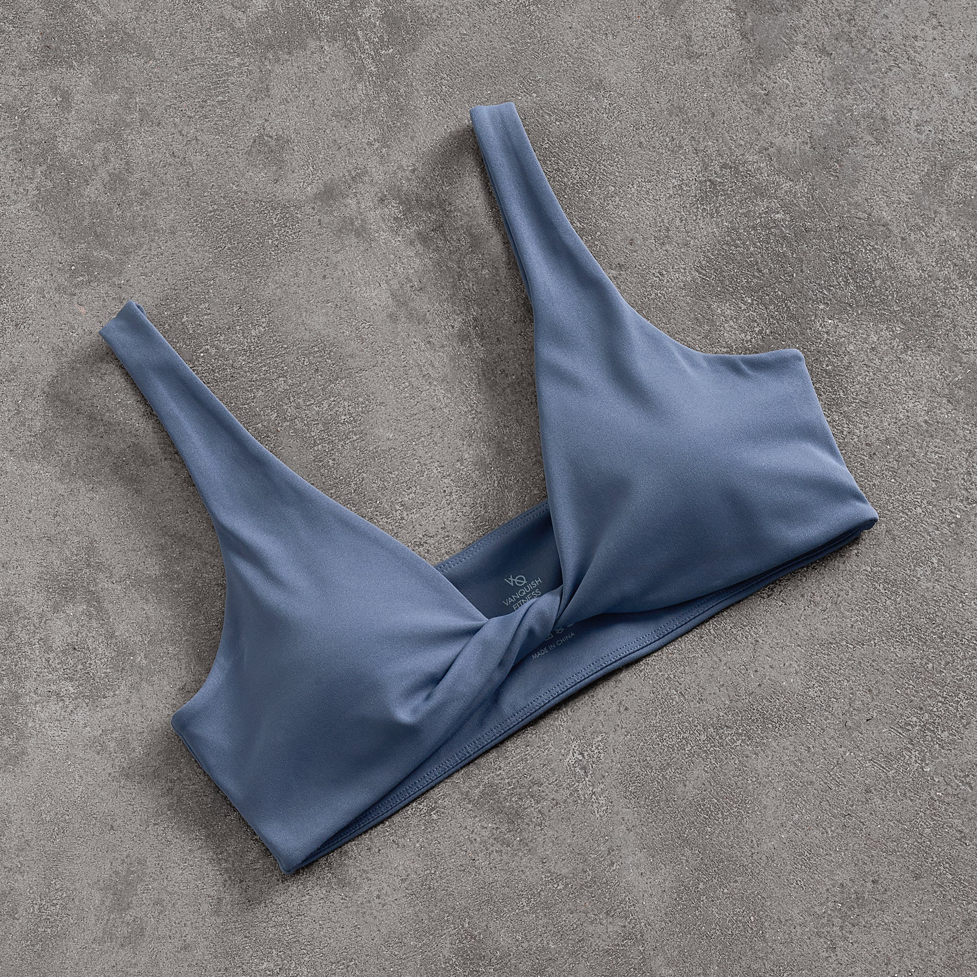 VANQUISH ENHANCE STEEL BLUE TWIST FRONT BRA