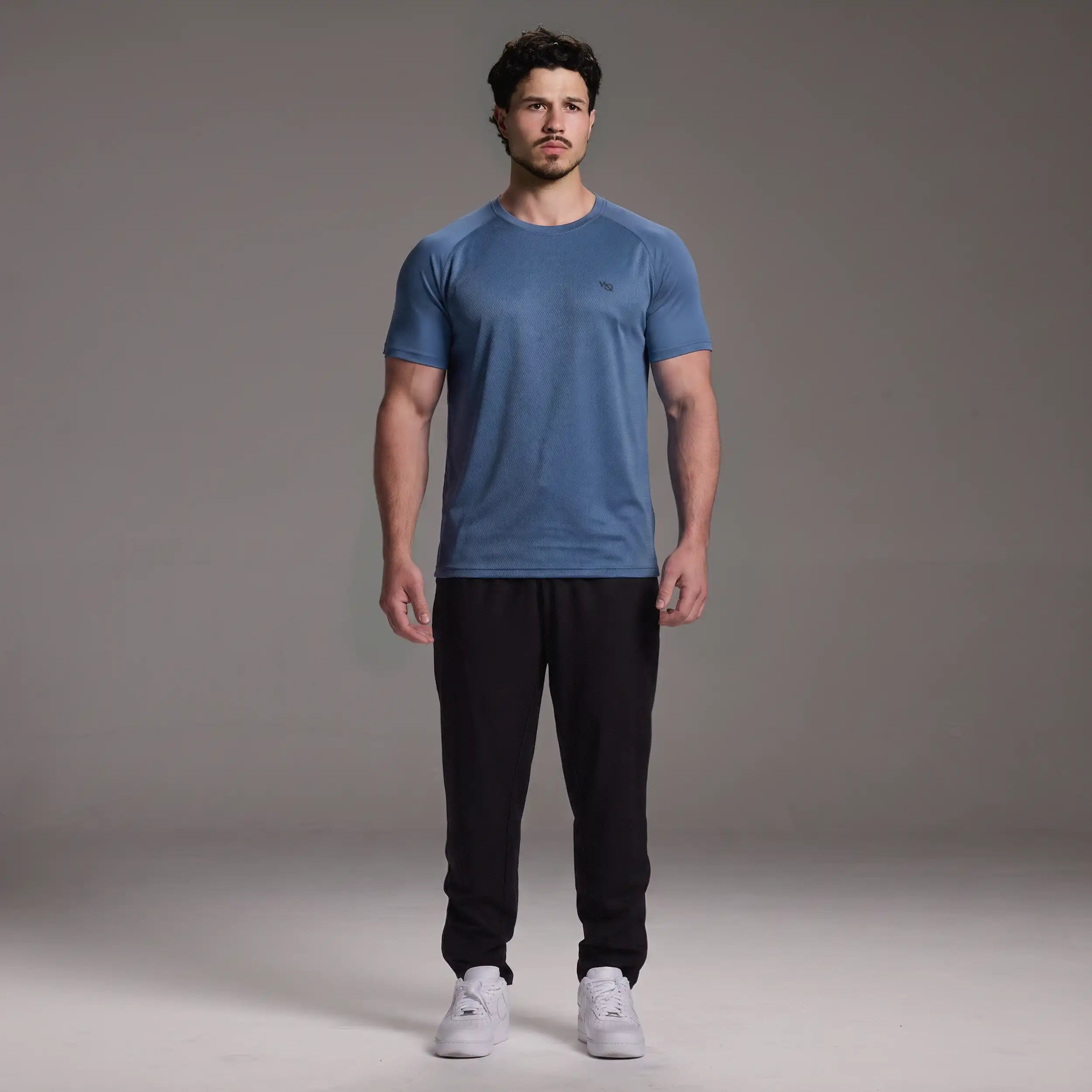 EVOLVE BLUE GREY SLIM FIT PERFORMANCE T SHIRT