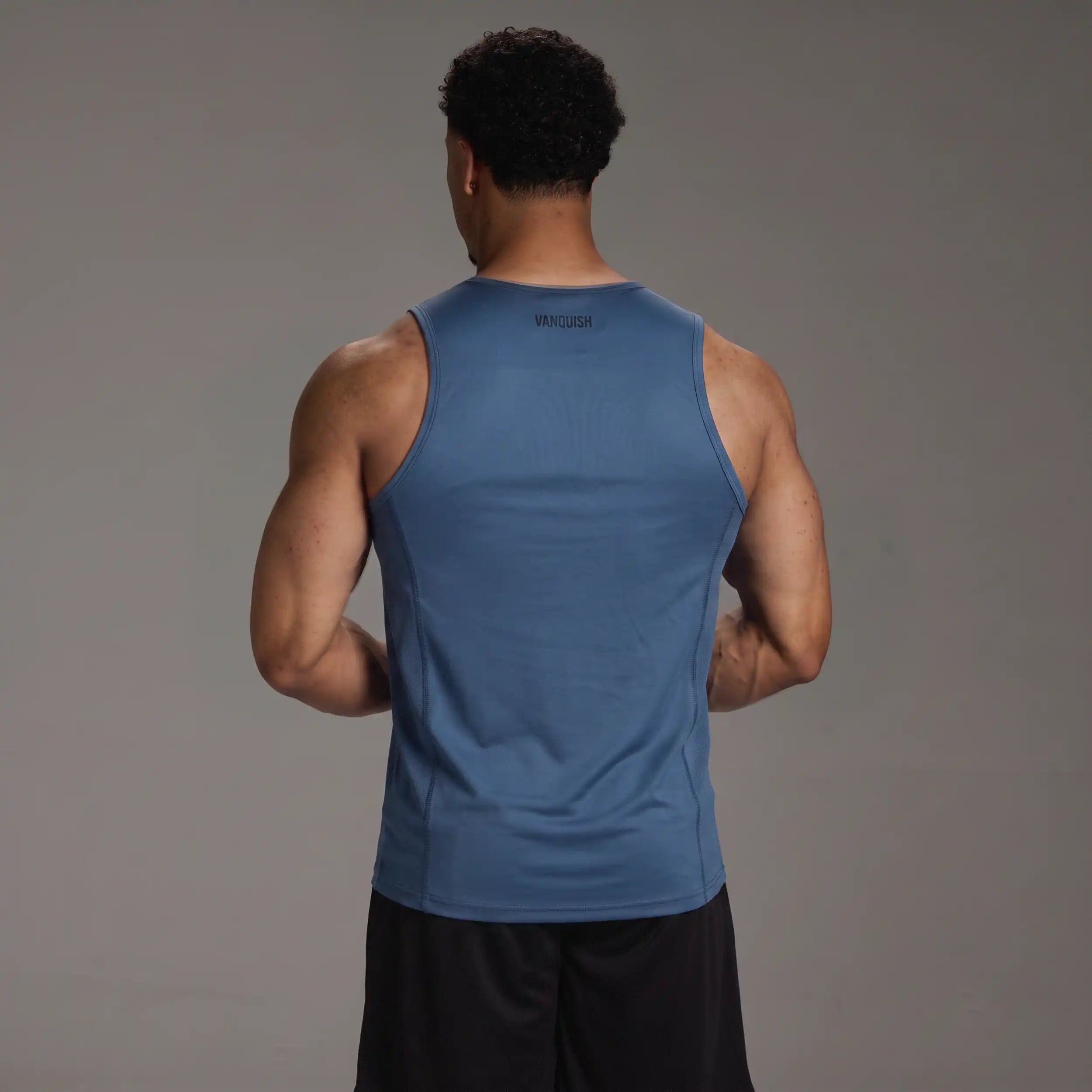 EVOLVE BLUE GREY SLIM FIT PERFORMANCE TANK
