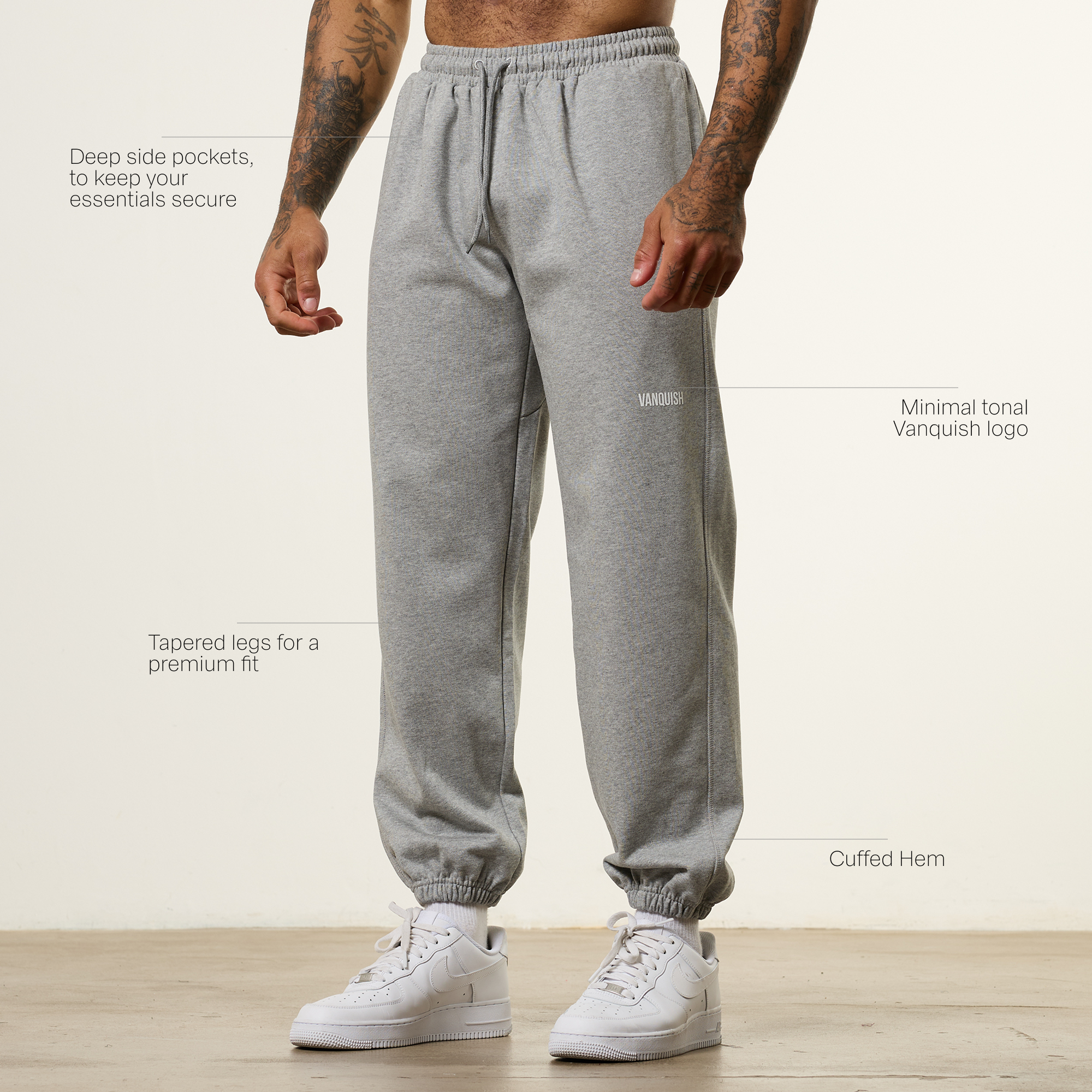 Vanquish Essential Grey Melange Oversized Sweatpants