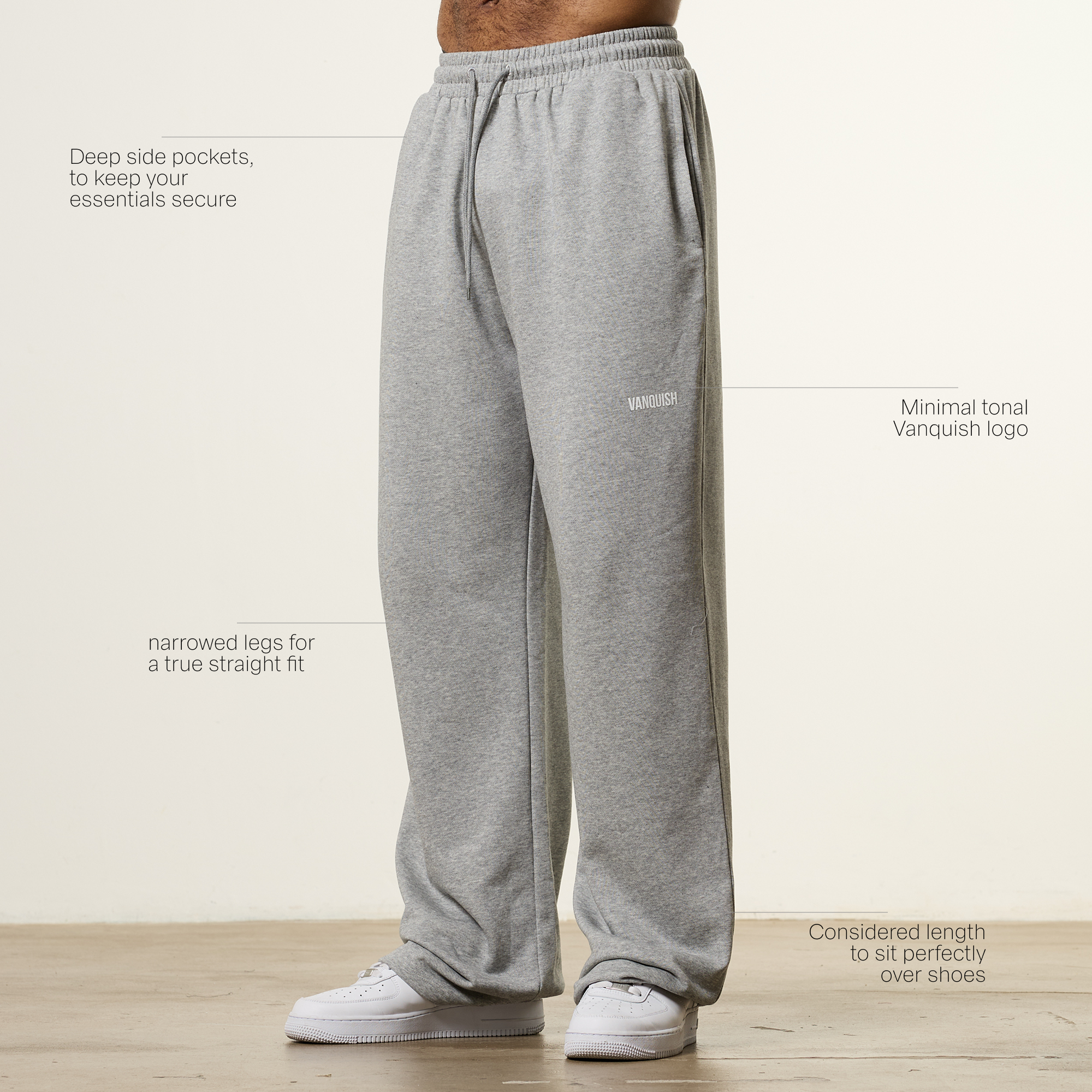 Vanquish Essential V2 Grey Melange Straight Leg Sweatpants