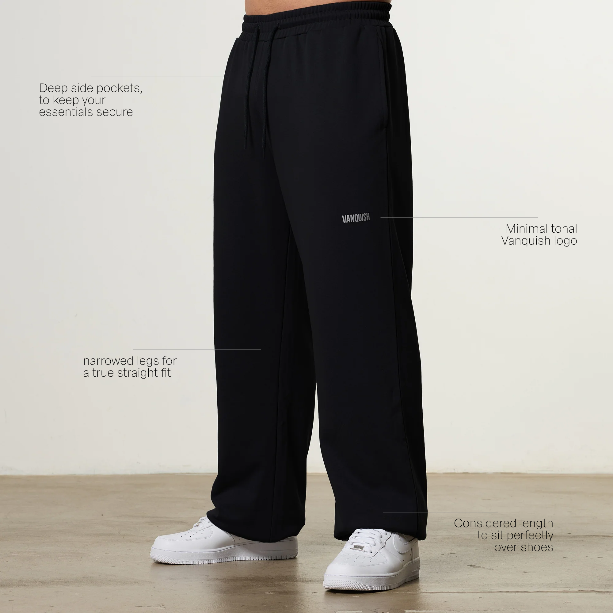 Vanquish Essential V2 Black Straight Leg Sweatpants