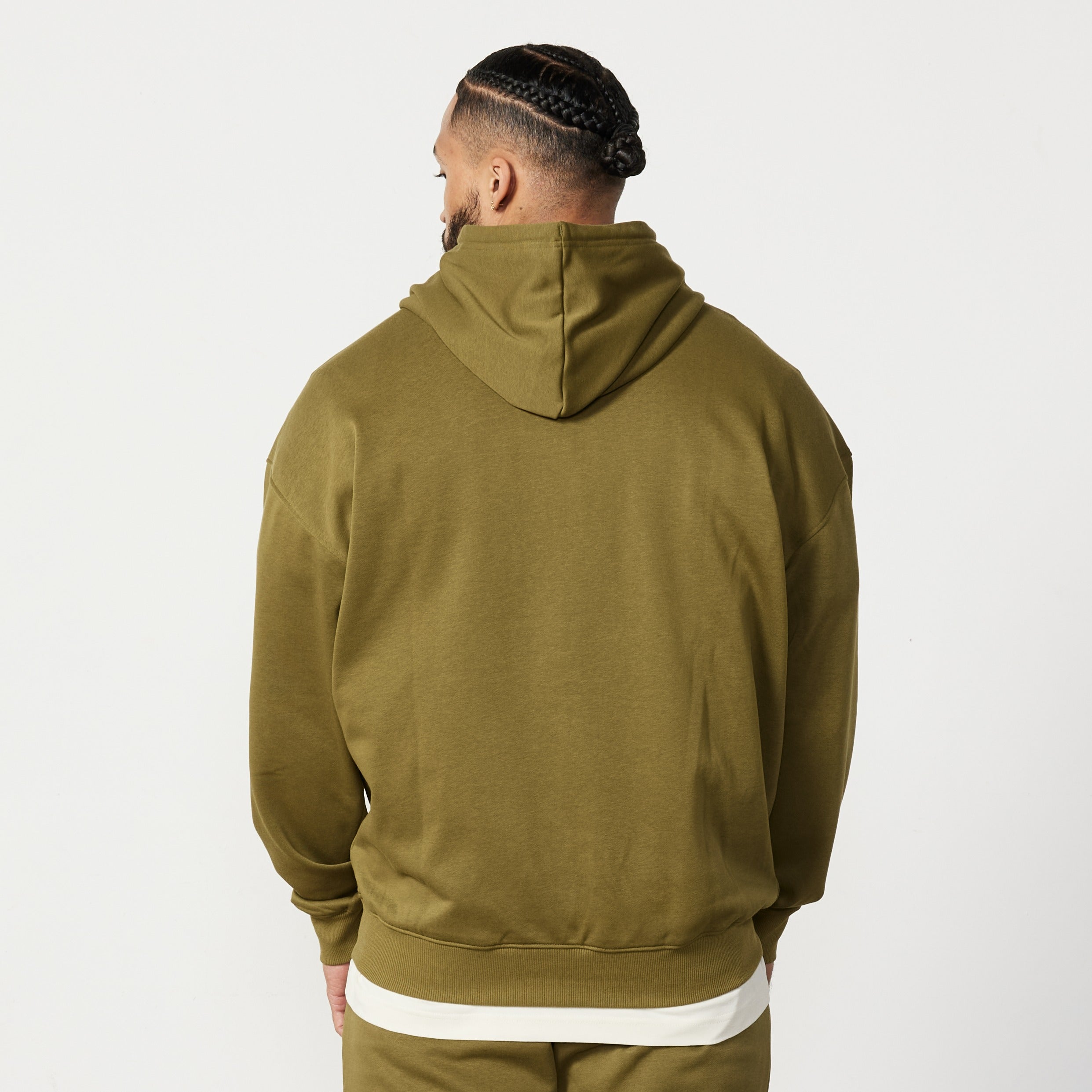 Vanquish Essential Olive Green Oversized Full Zip Hoodie