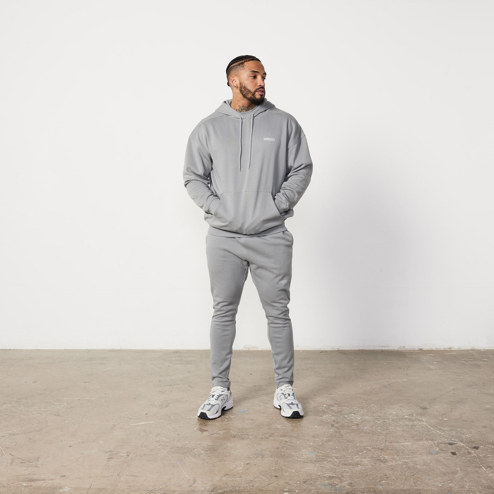 Vanquish Essential Steel Grey Oversized Pullover Hoodie