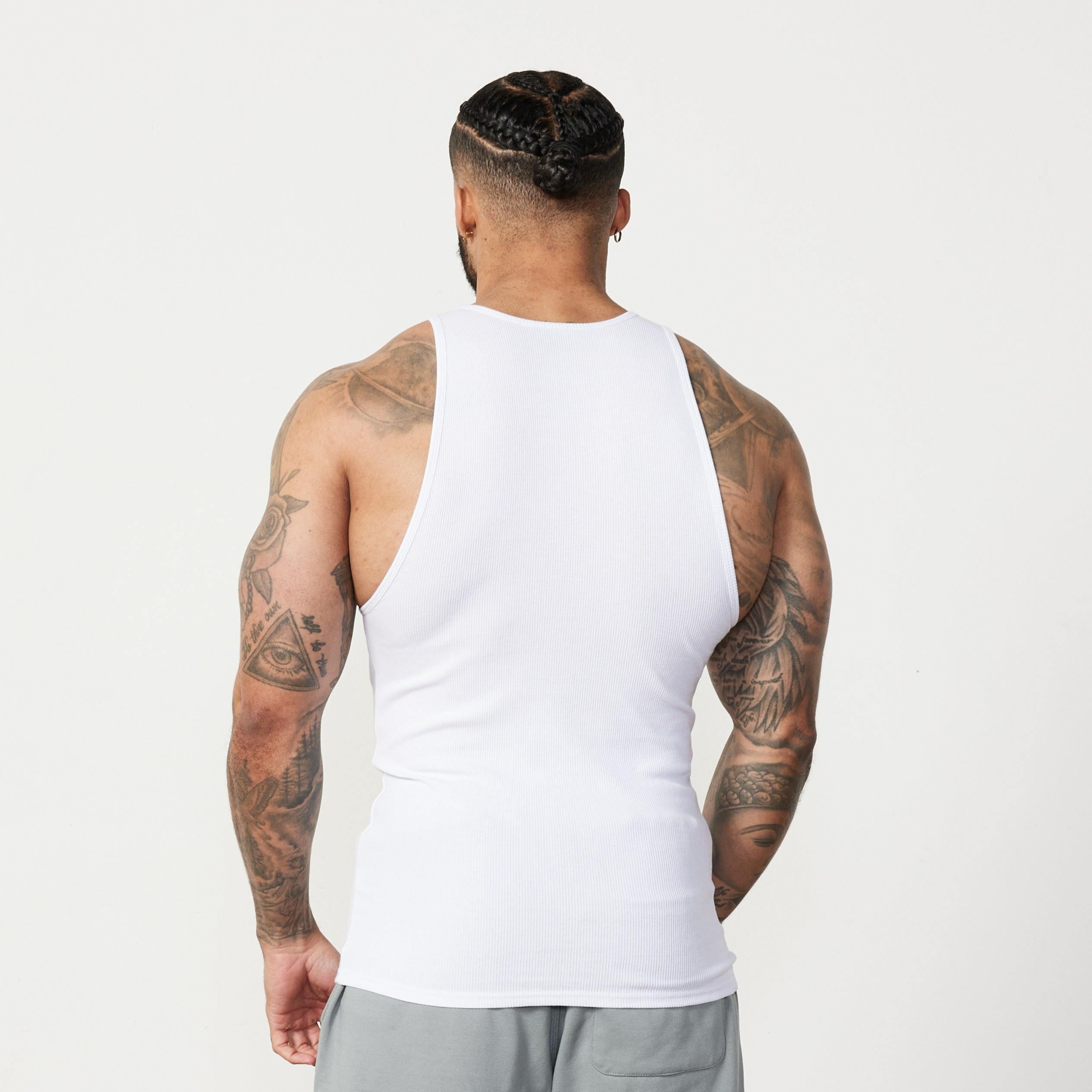 Vanquish White Ribbed Fitted Tank