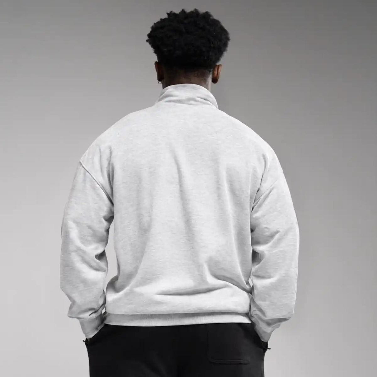 EVOLVE LIGHT GREY MARL OVERSIZED 1/4 ZIP SWEATER
