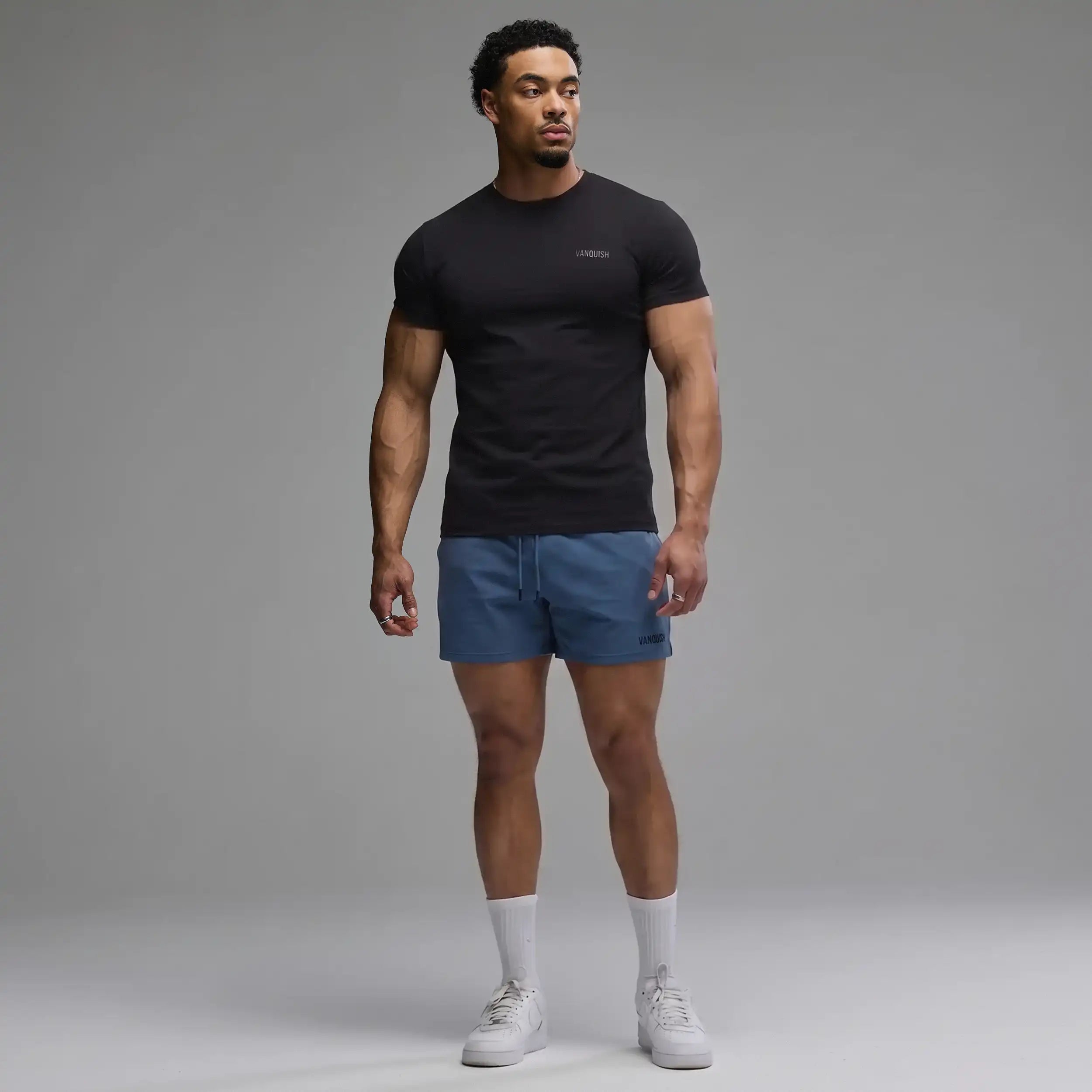 VANQUISH EVOLVE BLUE GREY REGULAR FIT SWEAT SHORT