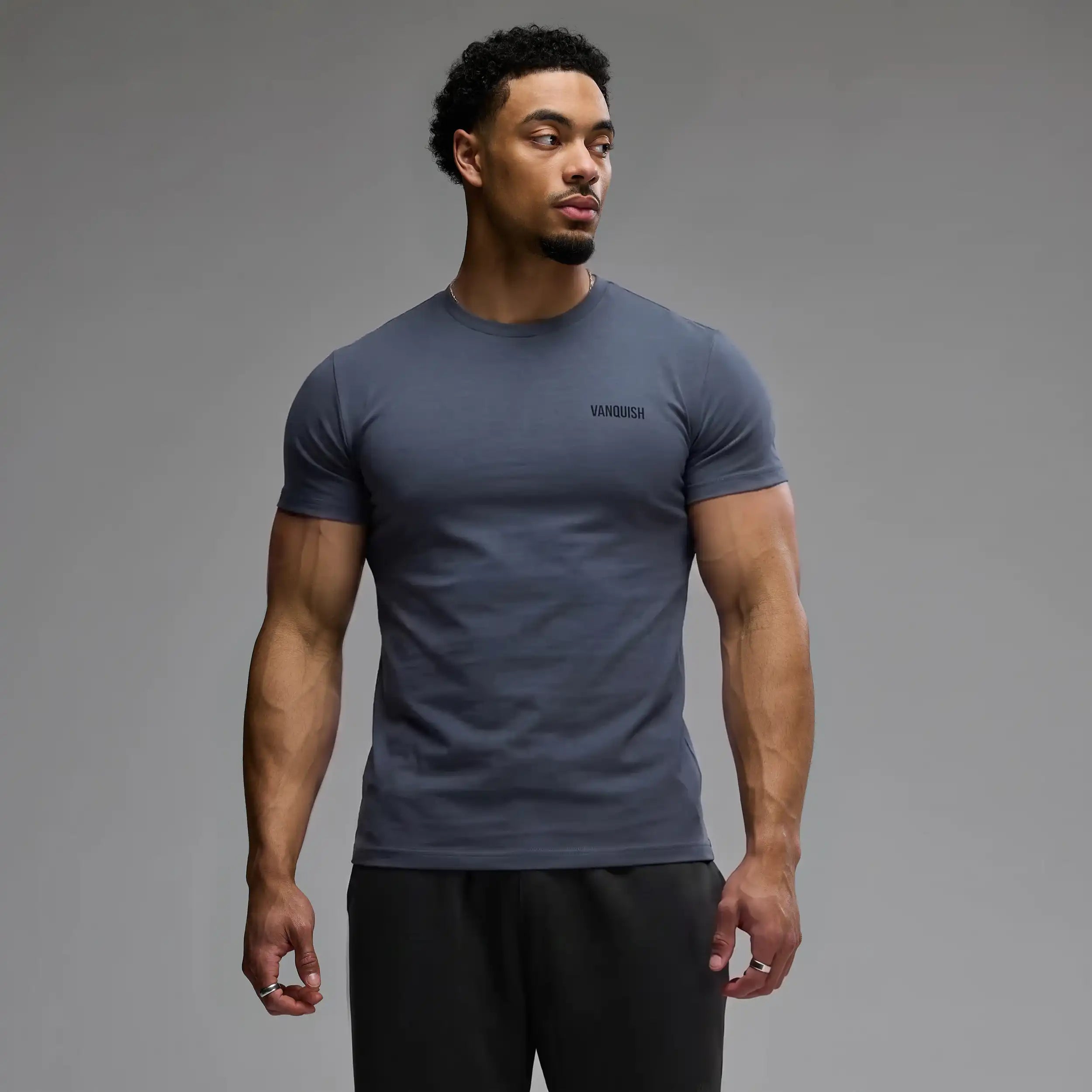 VANQUISH EVOLVE DARK GREY SLIM FIT JERSEY T SHIRT