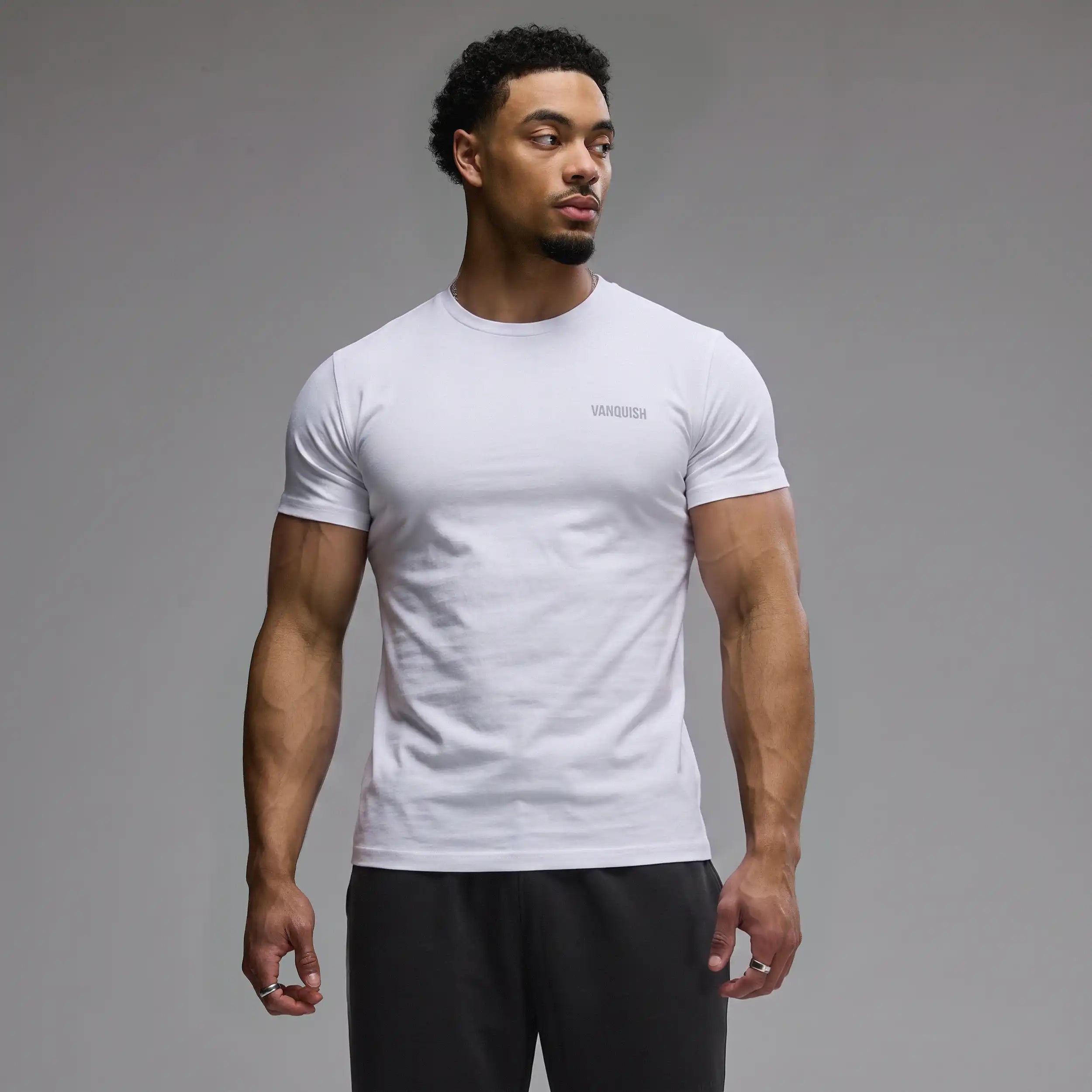 VANQUISH EVOLVE WHITE SLIM FIT JERSEY T SHIRT
