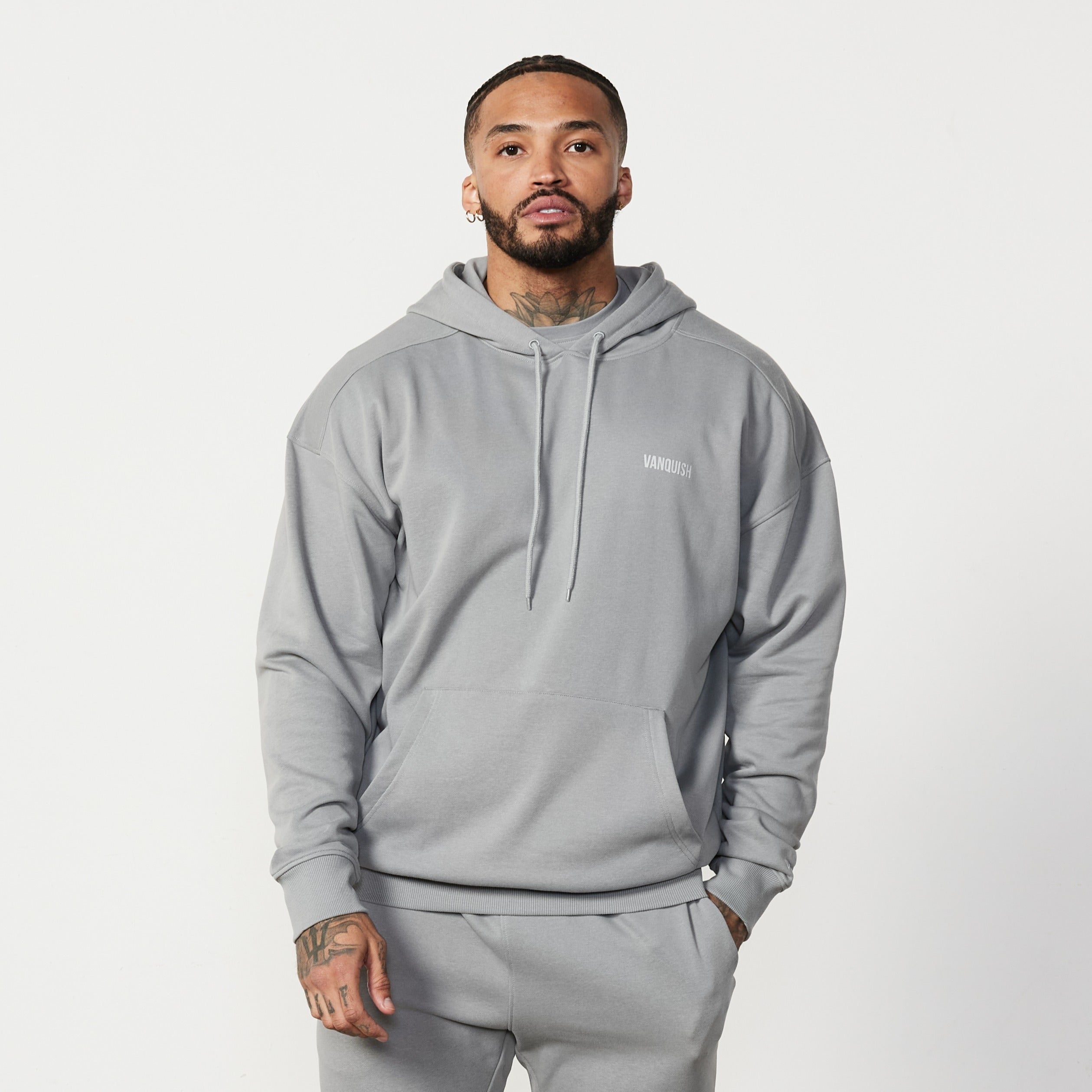 Vanquish Essential Steel Grey Oversized Pullover Hoodie