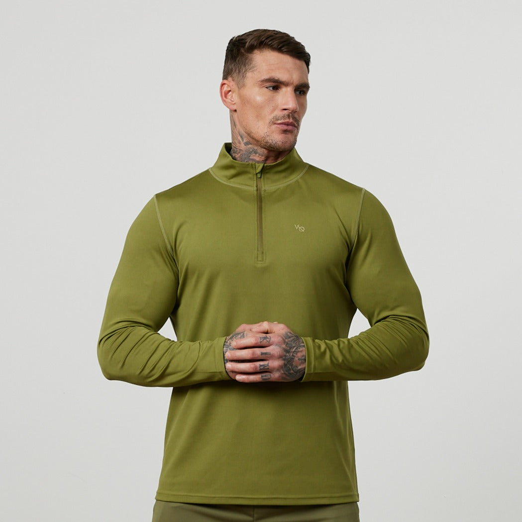 Vanquish Essential Olive Green Performance 1/4 Zip Top