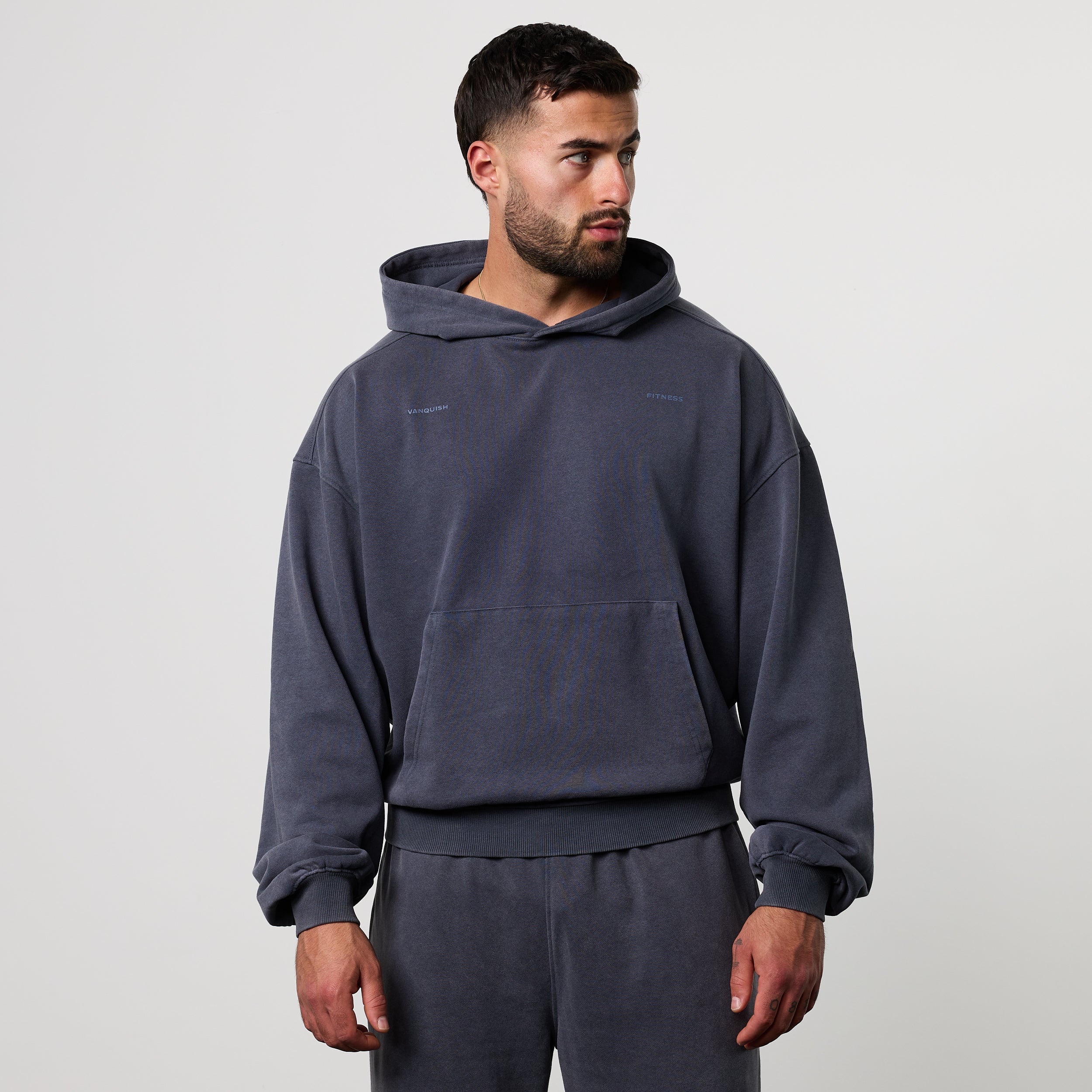 BLACK FORGE WASHED NAVY BOXY OVERSIZED HOODIE