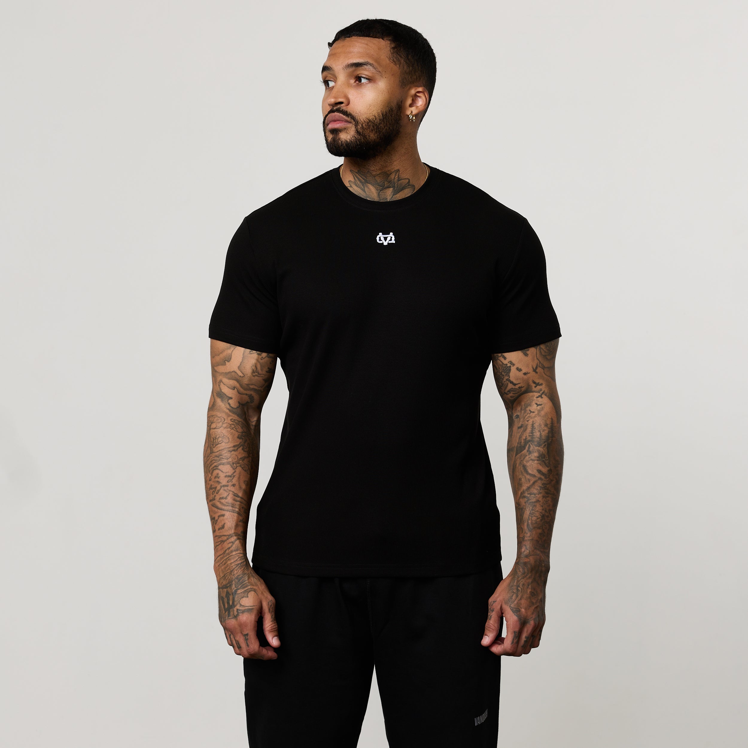 MONOGRAM RIB BLACK SLIM FIT T SHIRT