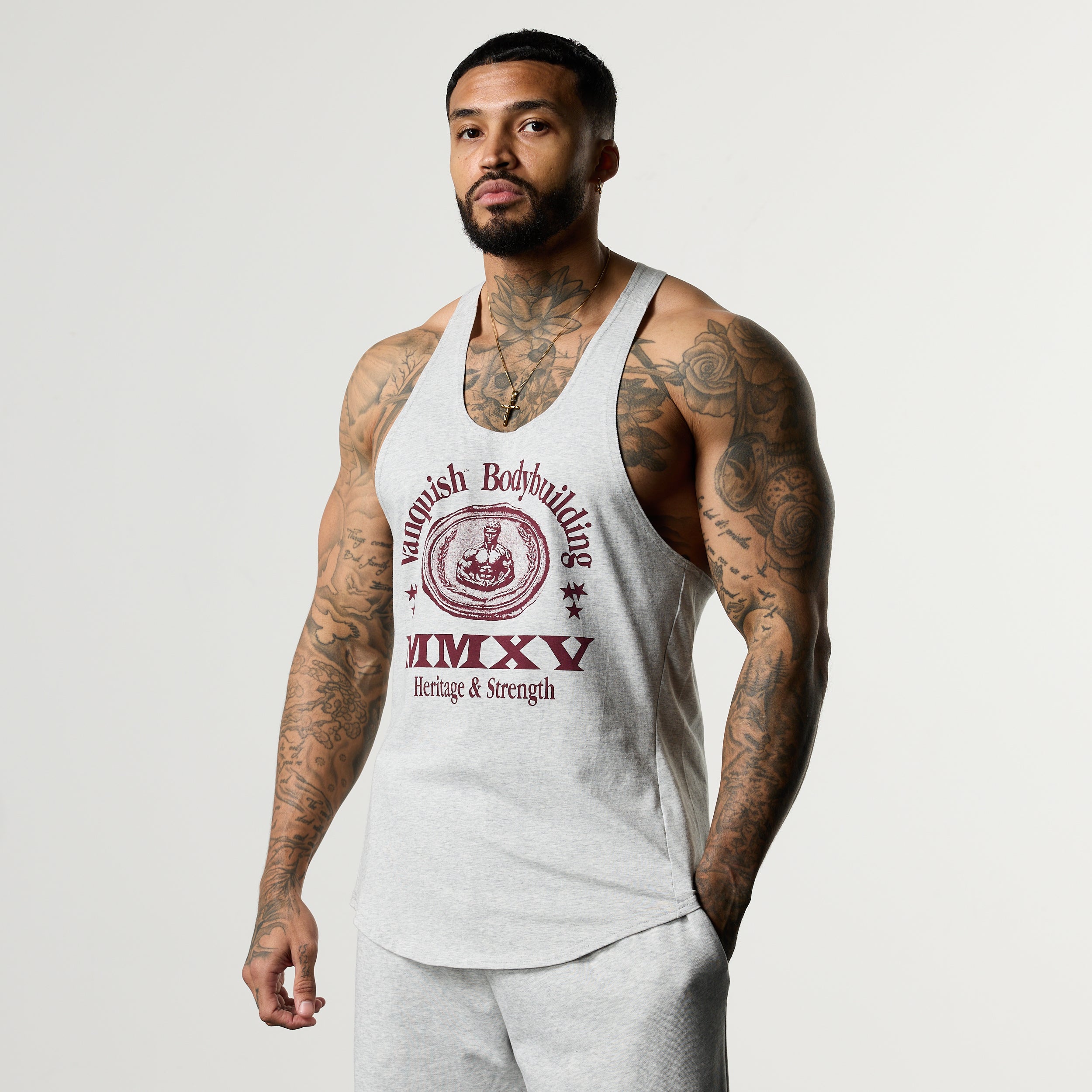 HERITAGE AND STRENGTH GREY STRINGER VEST