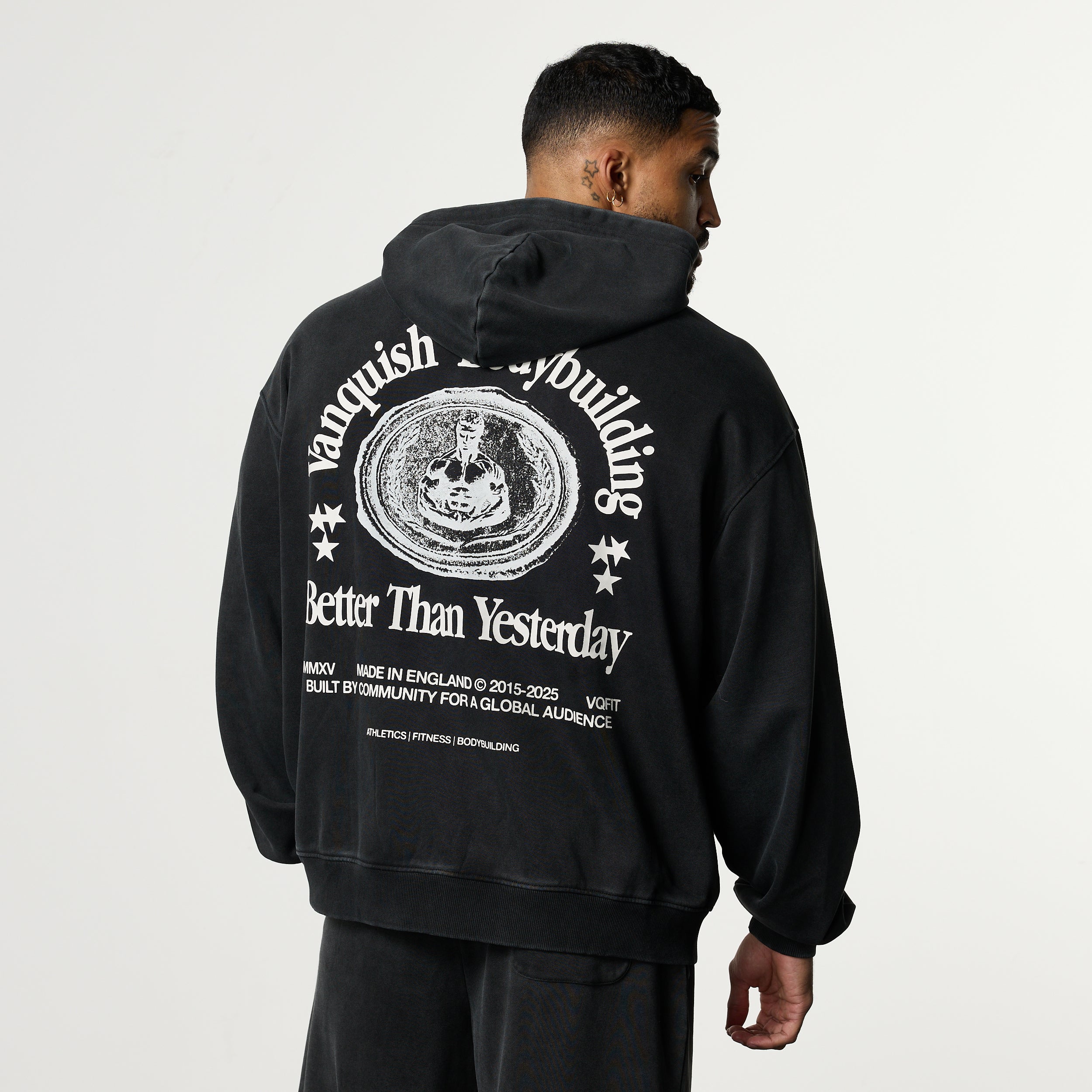 HERITAGE AND STRENGTH BLACK OVERSIZED ZIP HOODIE