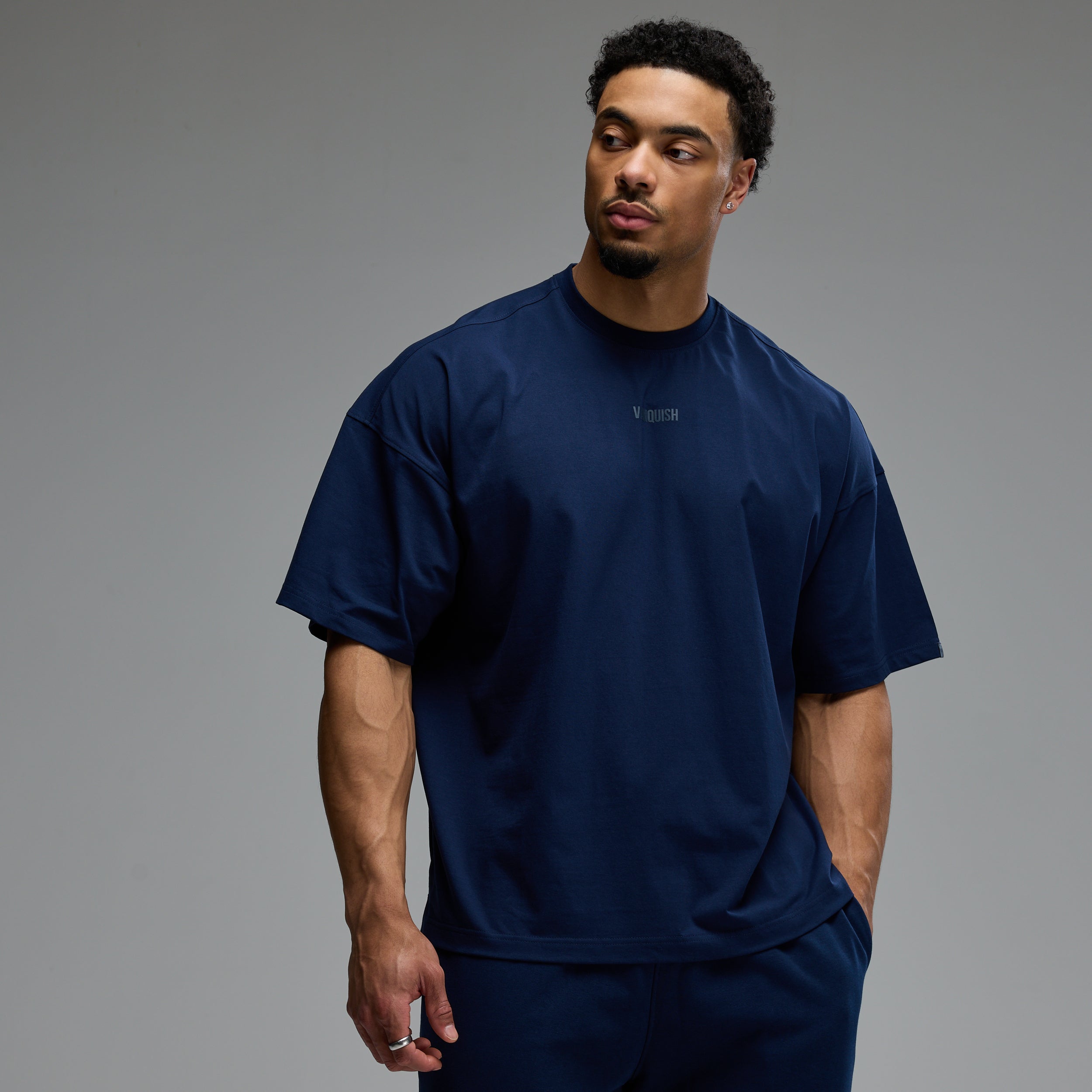 Vanquish Essential V2 Navy Oversized Boxy T Shirt