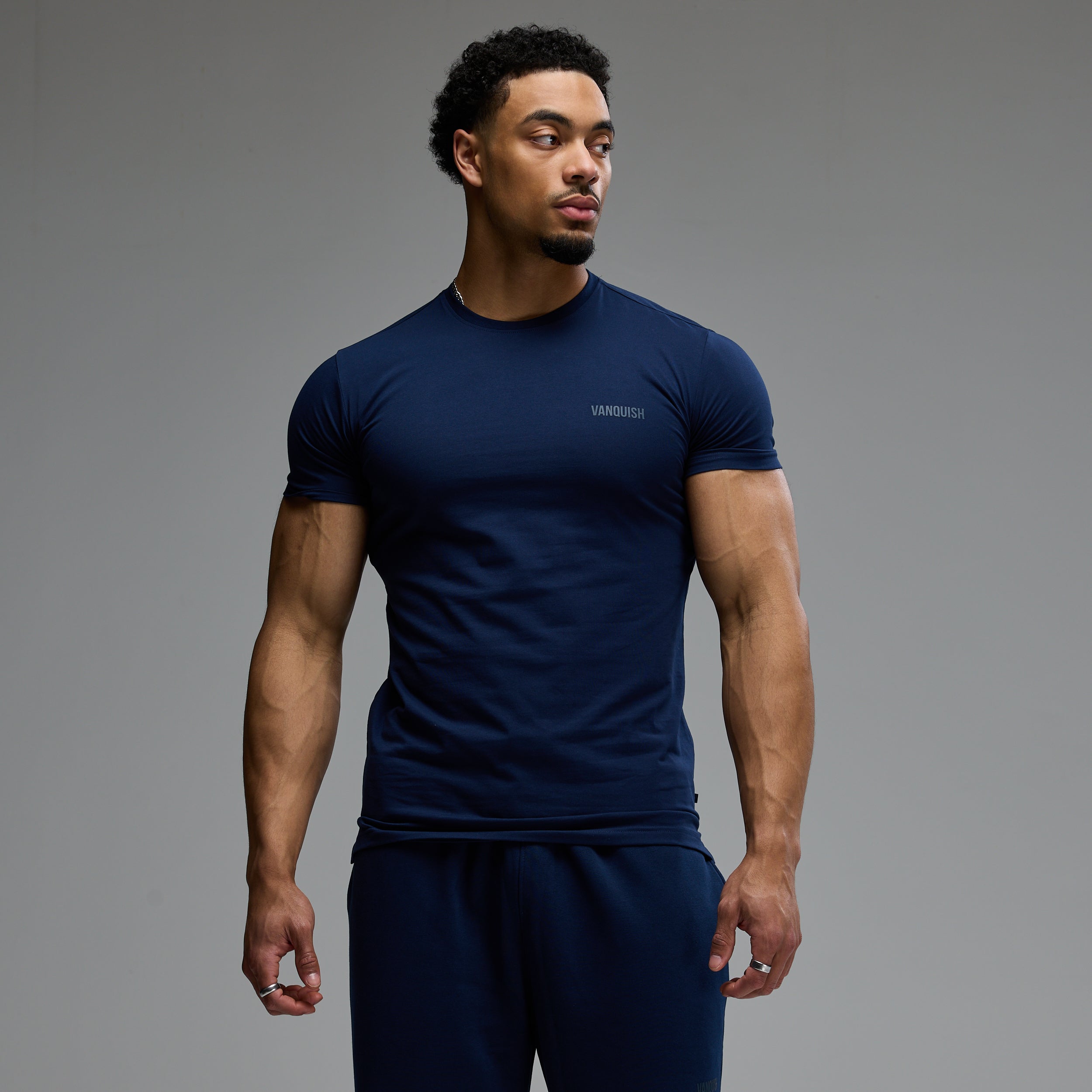 Vanquish Essential Navy Slim Fit Short Sleeve T Shirt