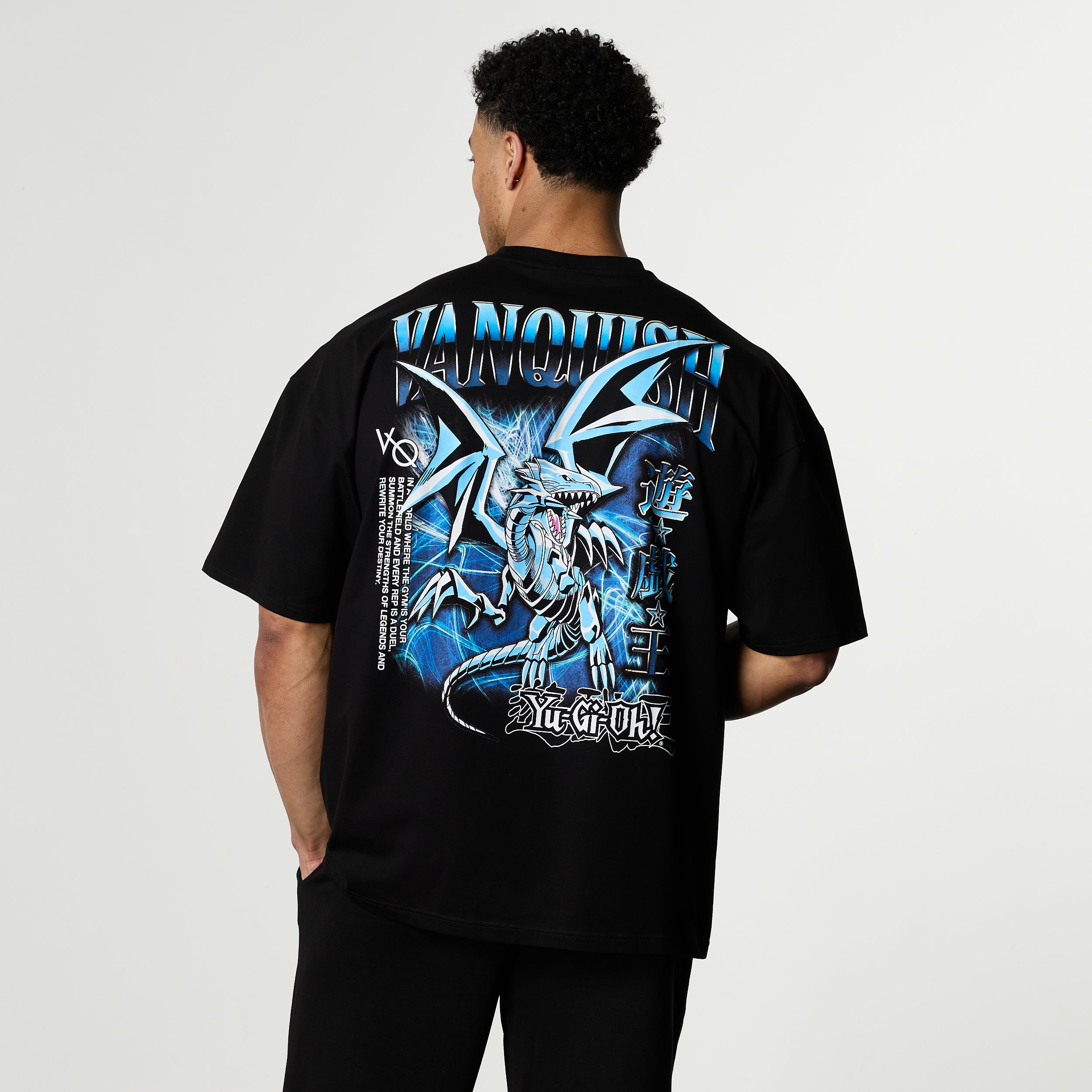 YU-GI-OH! BLUE EYES WHITE DRAGON BLACK OVERSIZED T SHIRT