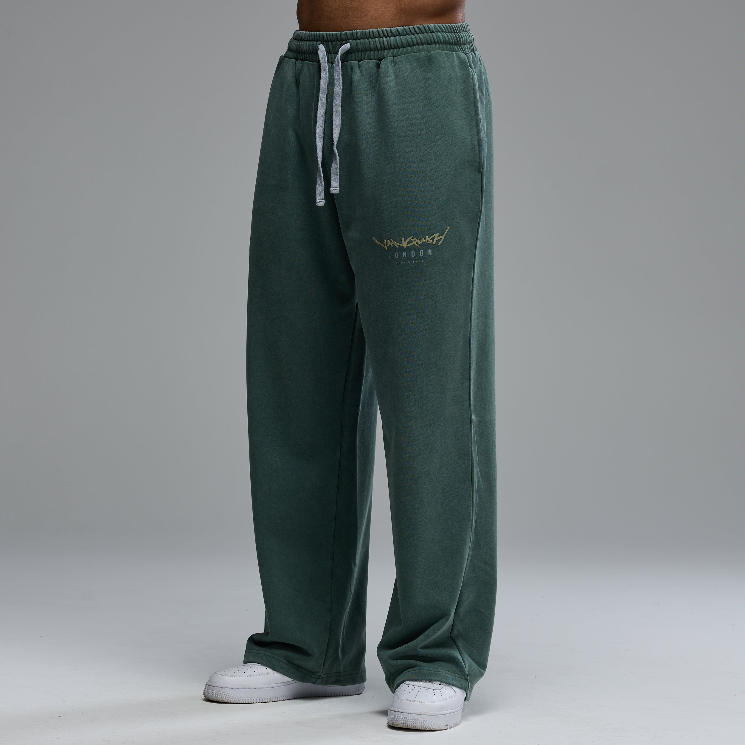 GRAFFITI WASHED SAGE STRAIGHT LEG SWEATPANTS