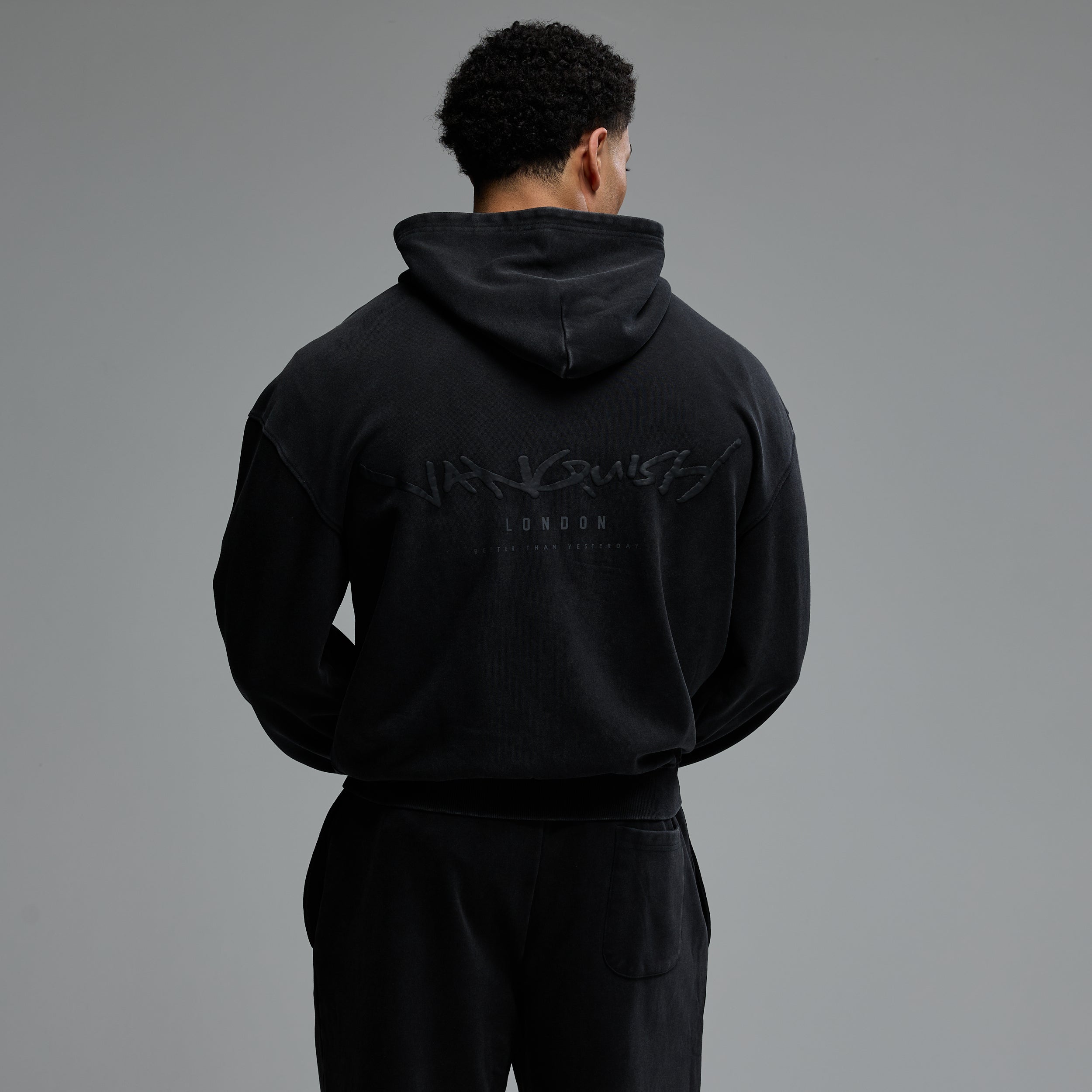 GRAFFITI WASHED BLACK ZIP HOODIE